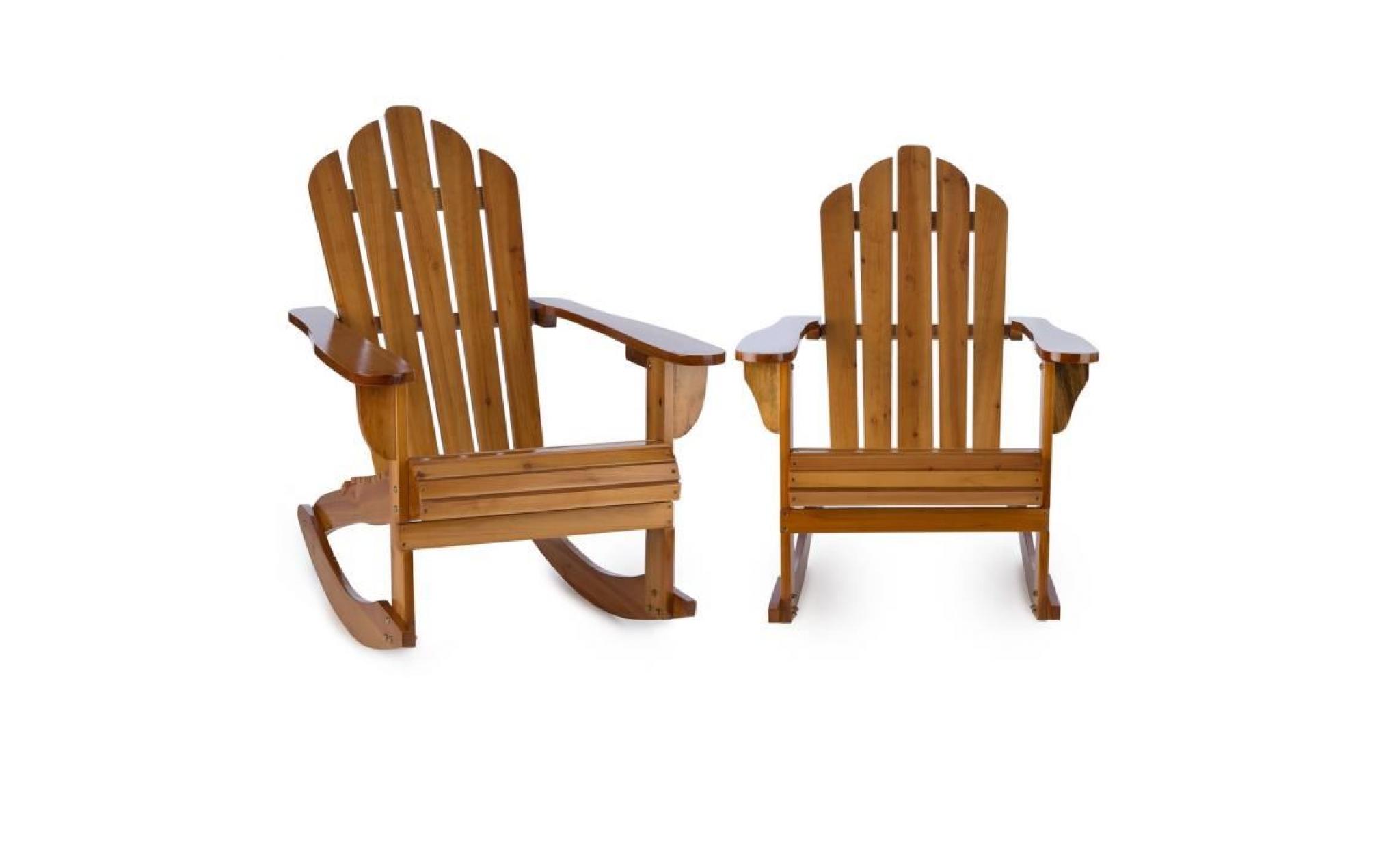 blumfeldt rushmore set 2 fauteuils à bascule jardin style adirondack sapin brun