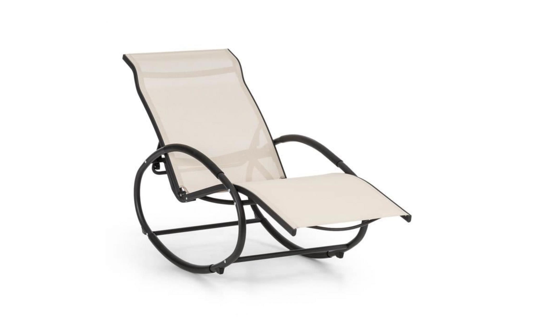 blumfeldt santorini fauteuil à bascule de jardin , chaise longue style rocking chair   tube aluminium   revêtement polyester   beige