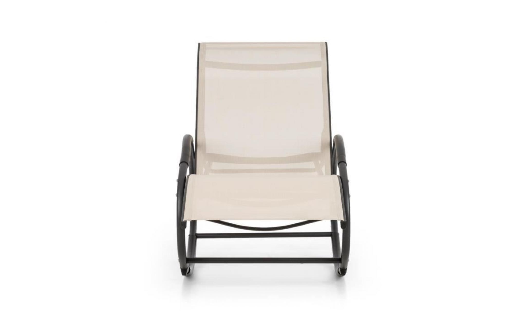 blumfeldt santorini fauteuil à bascule de jardin , chaise longue style rocking chair   tube aluminium   revêtement polyester   beige pas cher