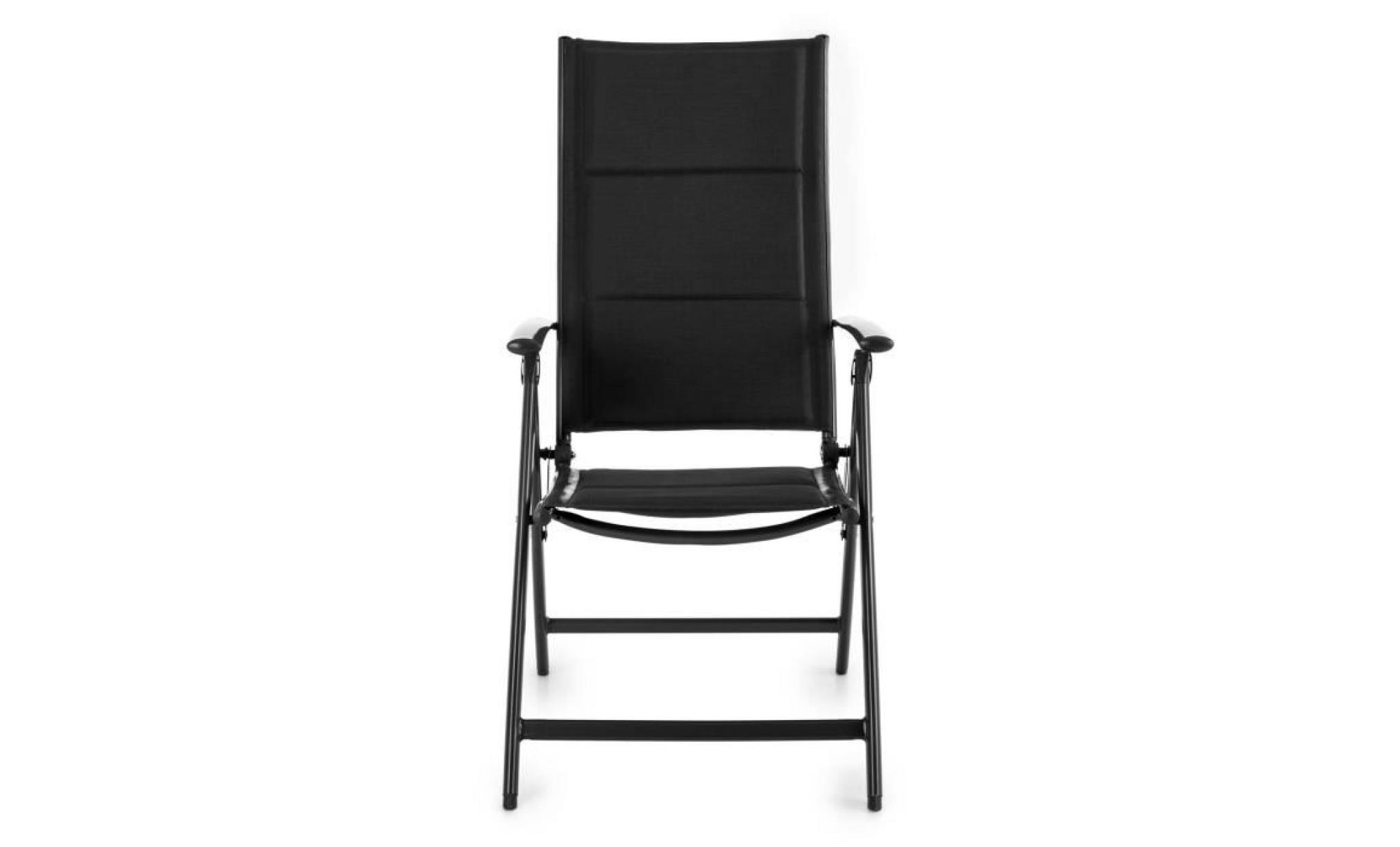 Blumfeldt Stylo Royal Black Chaise de jardin Chaise pliante Aluminium noir pas cher