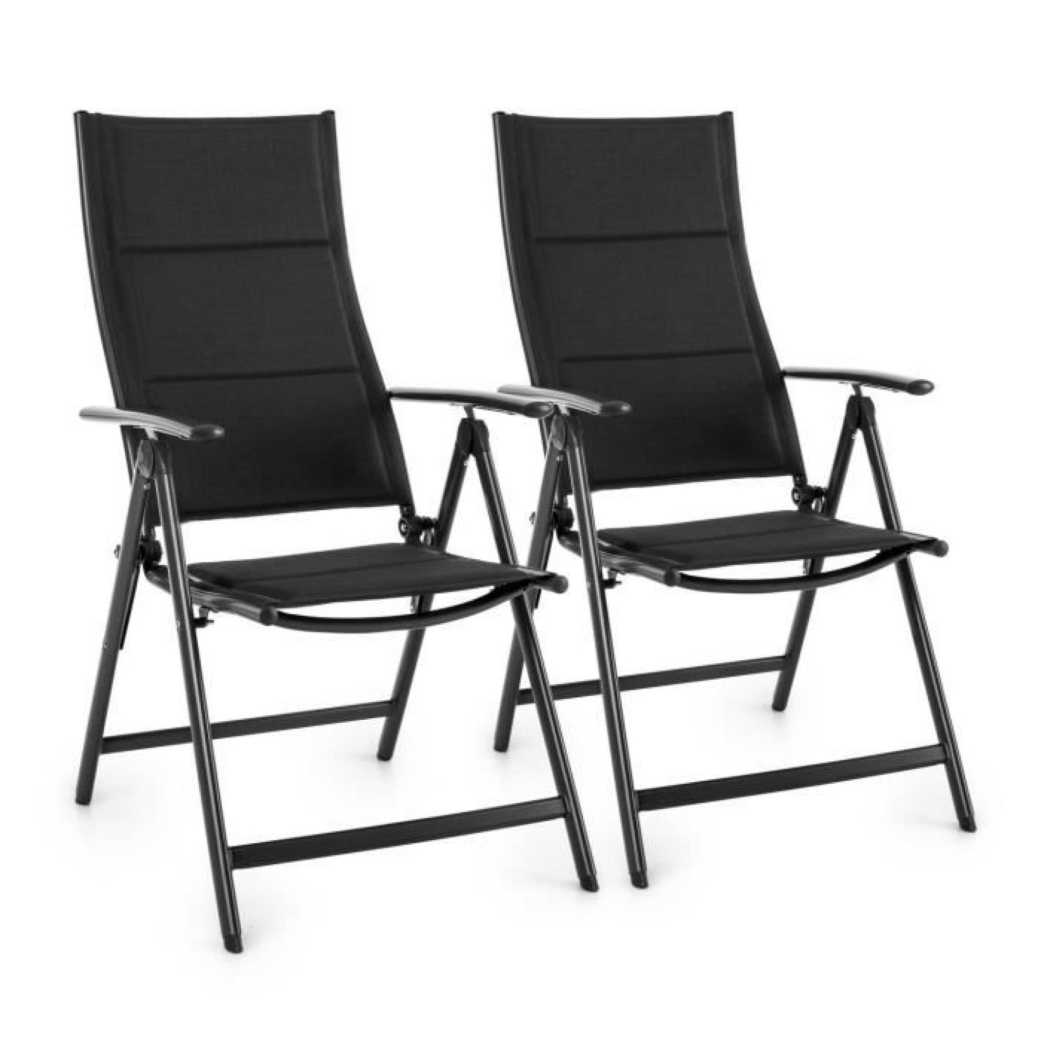Blumfeldt Stylo Royal Black Set de 2 chaises de jardin chaises pliantes Aluminium noir