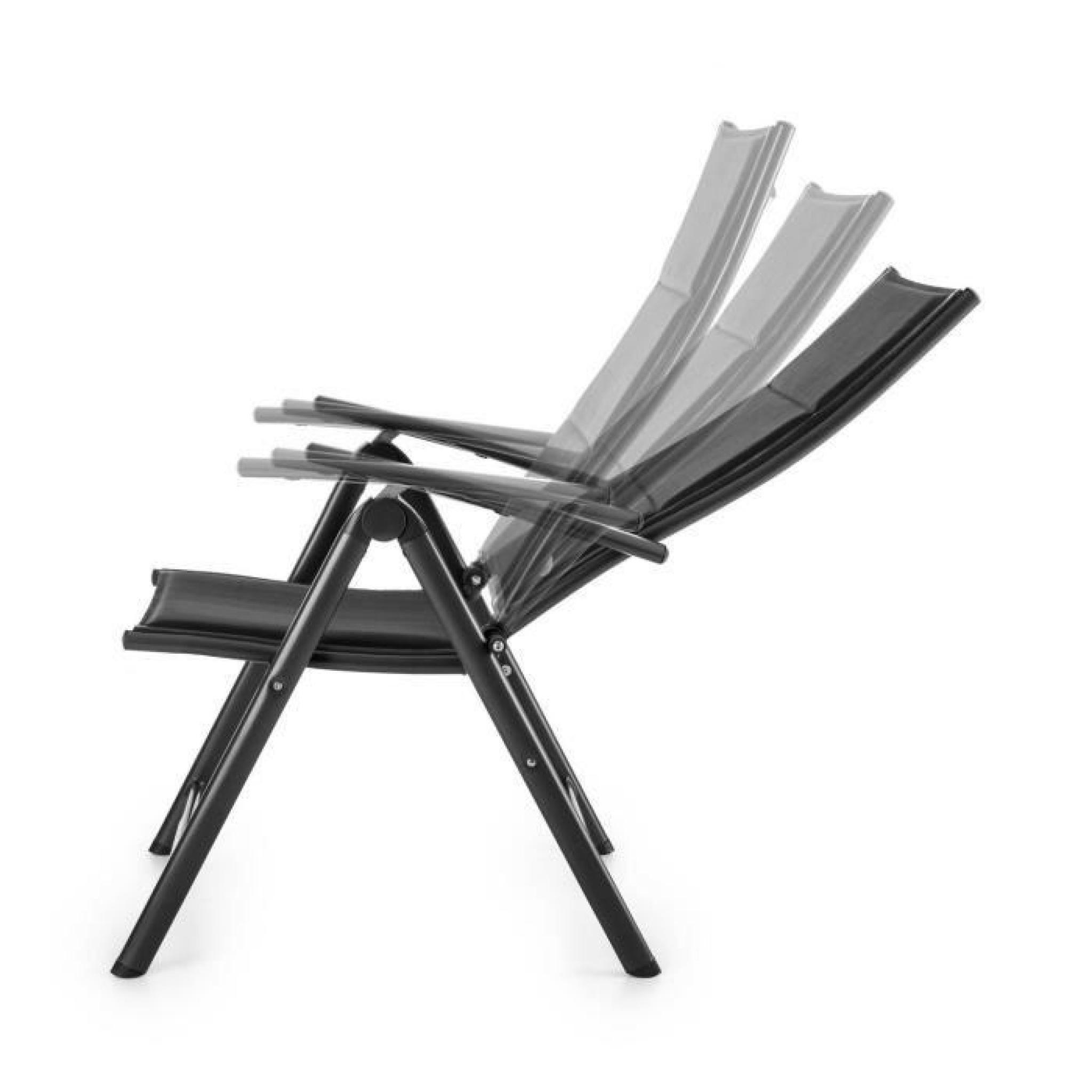 Blumfeldt Stylo Royal Black Set de 2 chaises de jardin chaises pliantes Aluminium noir pas cher