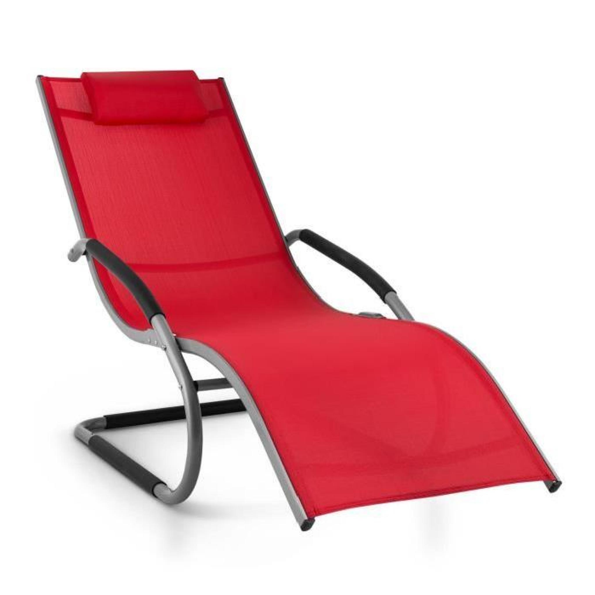 Blumfeldt Sunwave - Chaise longue de jardin avec accoudoirs, transat avec cadre en aluminium et effet bascule