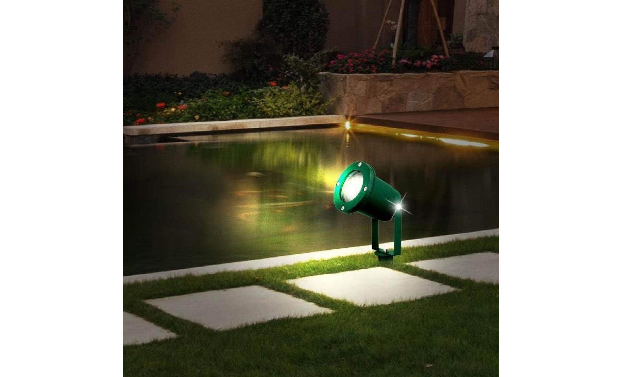 borne à piquer del aluminium vert jardin terrasse projecteur luminaire extérieur lampe led pas cher