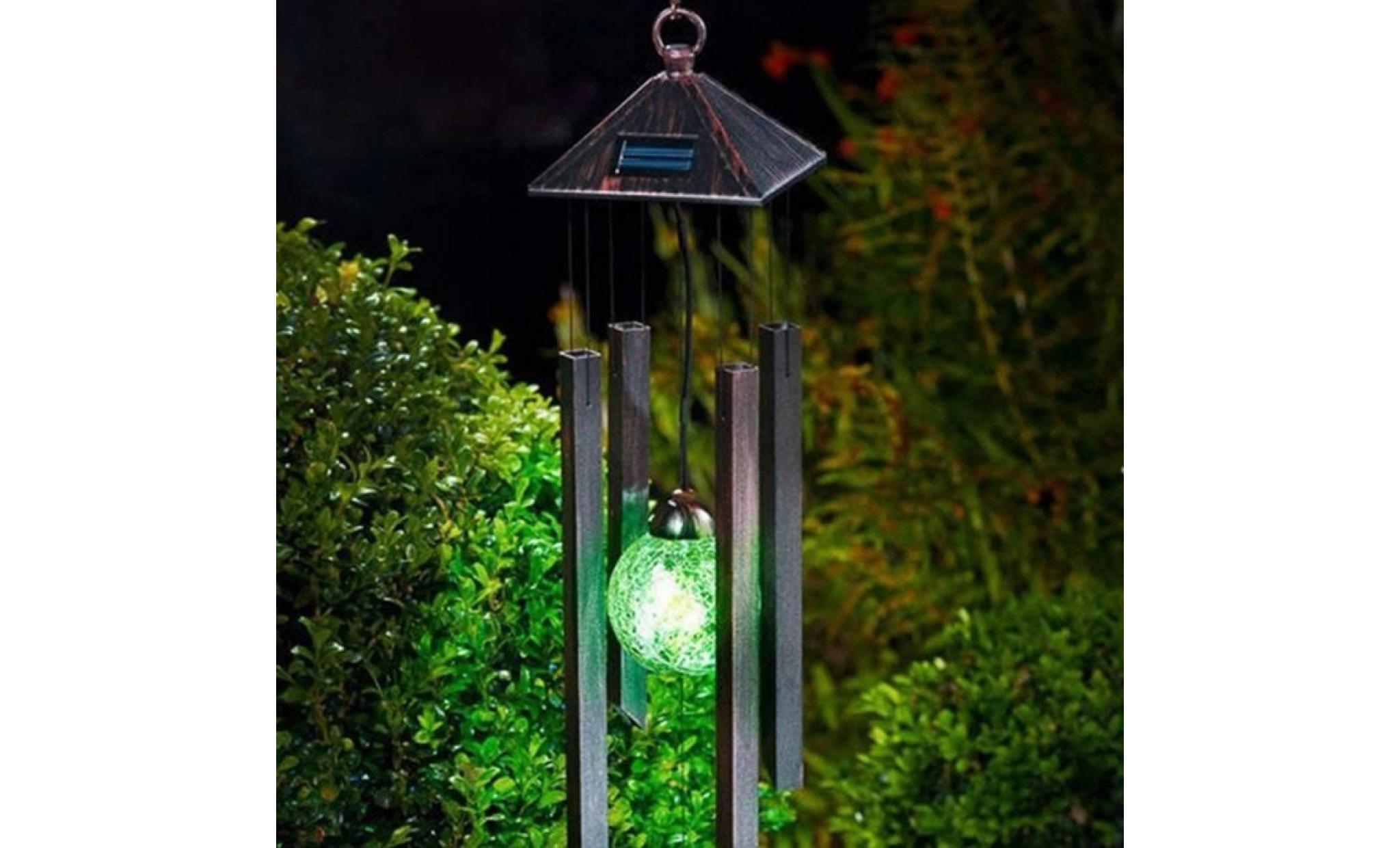 borne solaire carillon de vent solaire changement de couleur de lumière led carillon  de jardin 250 pas cher