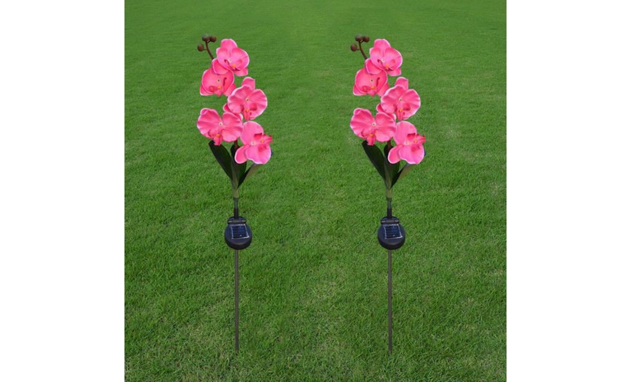 borne solaire lampe frontale extérieure décorative à 5 têtes led pour pelouse 5 tête d'orchidée solaire à papillons #la 353 pas cher