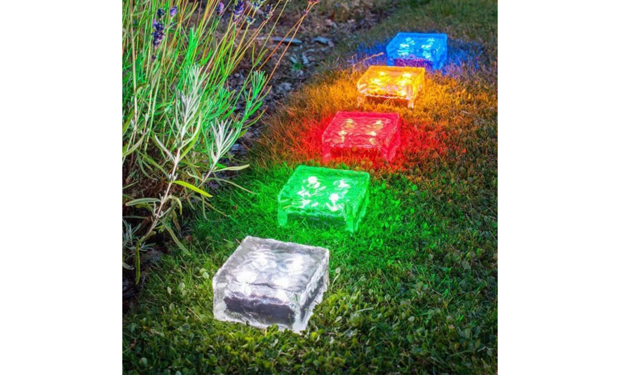 borne solaire solaire imperméable à l'eau led rock light path jardin ice cube brick decor 213 pas cher