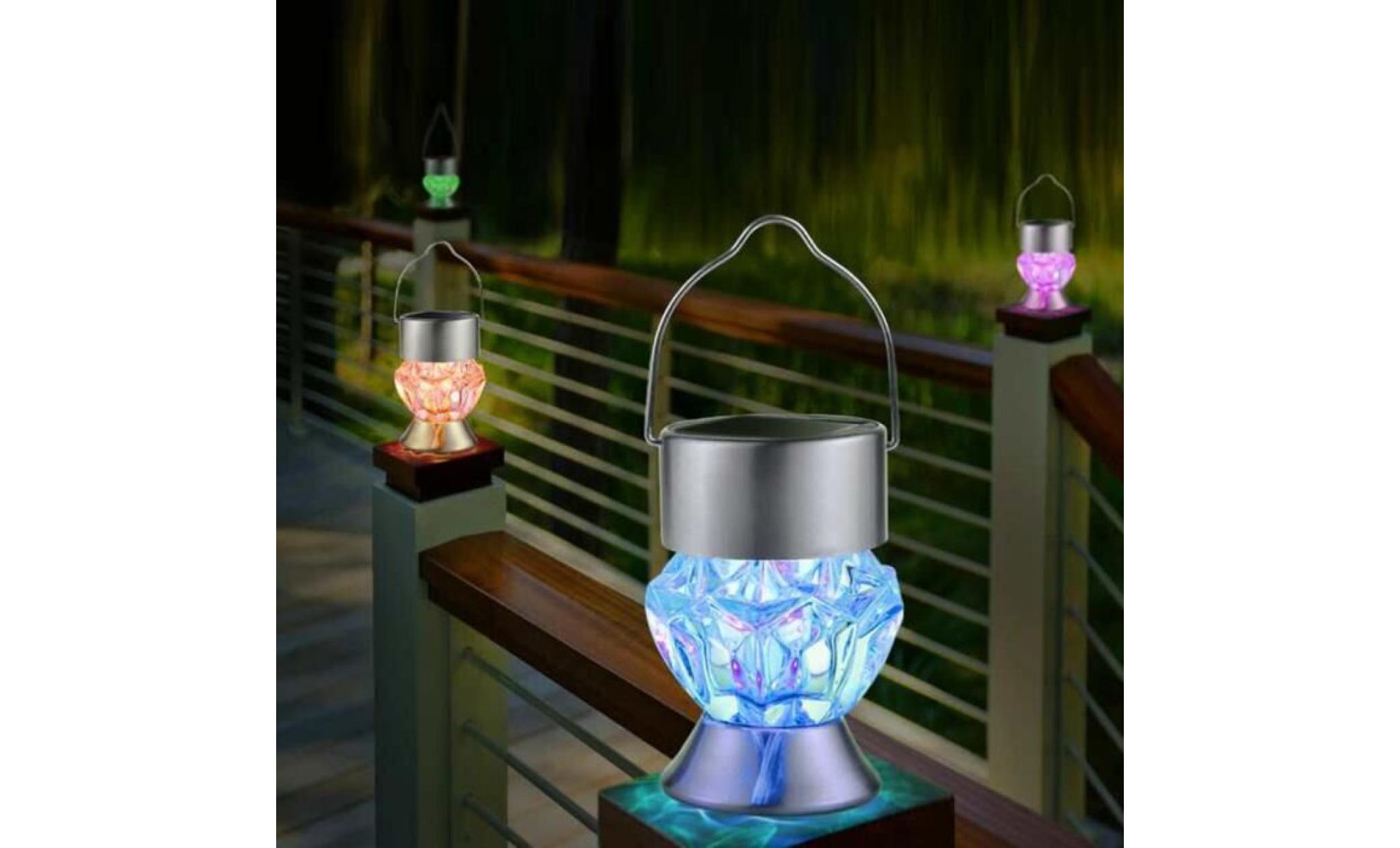 borne solaire solaire rotatif imperméable à l'eau de camping en plein air de jardin accrochant la lampe légère de diamant de led