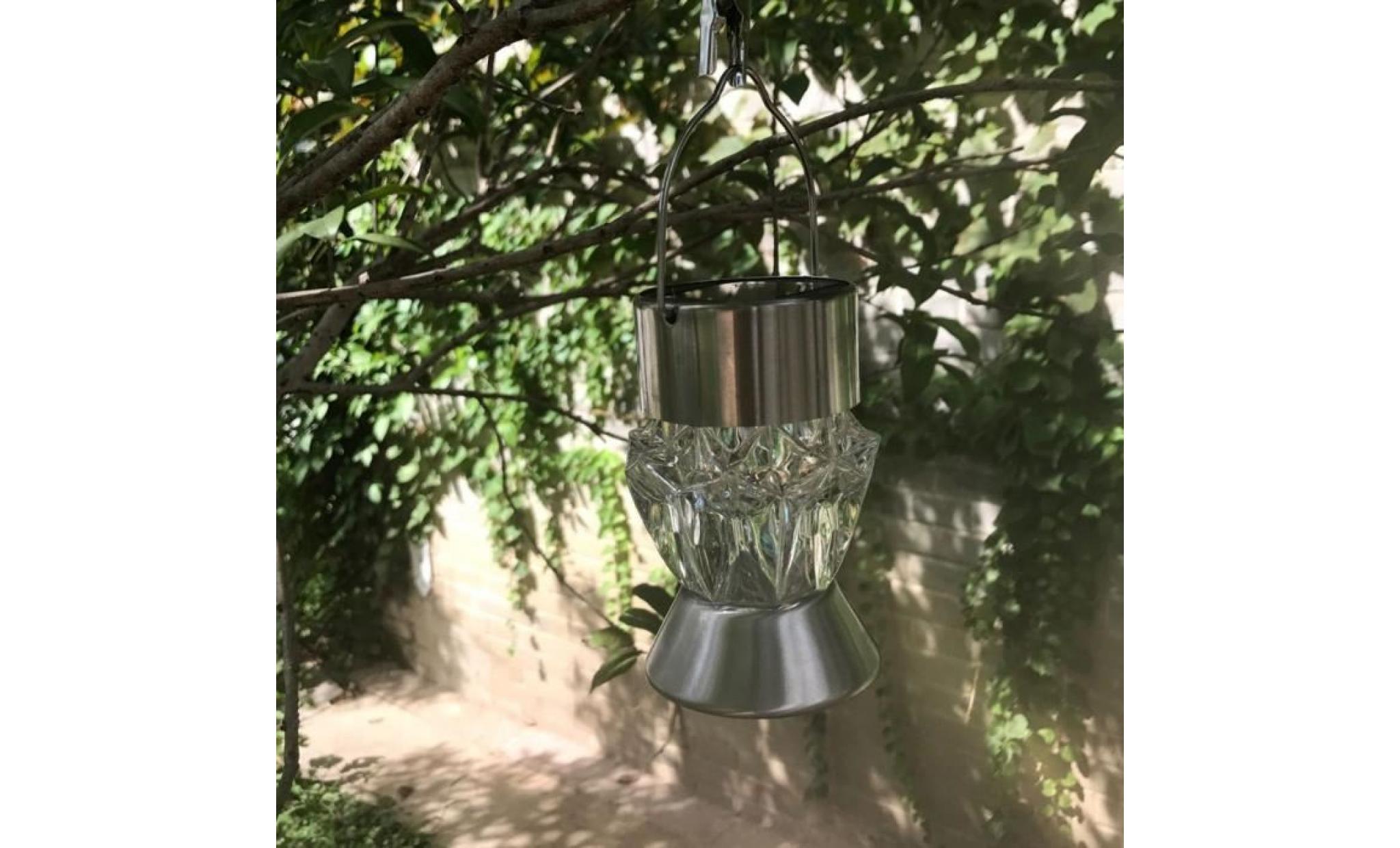 borne solaire solaire rotatif imperméable à l'eau de camping en plein air de jardin accrochant la lampe légère de diamant de led pas cher
