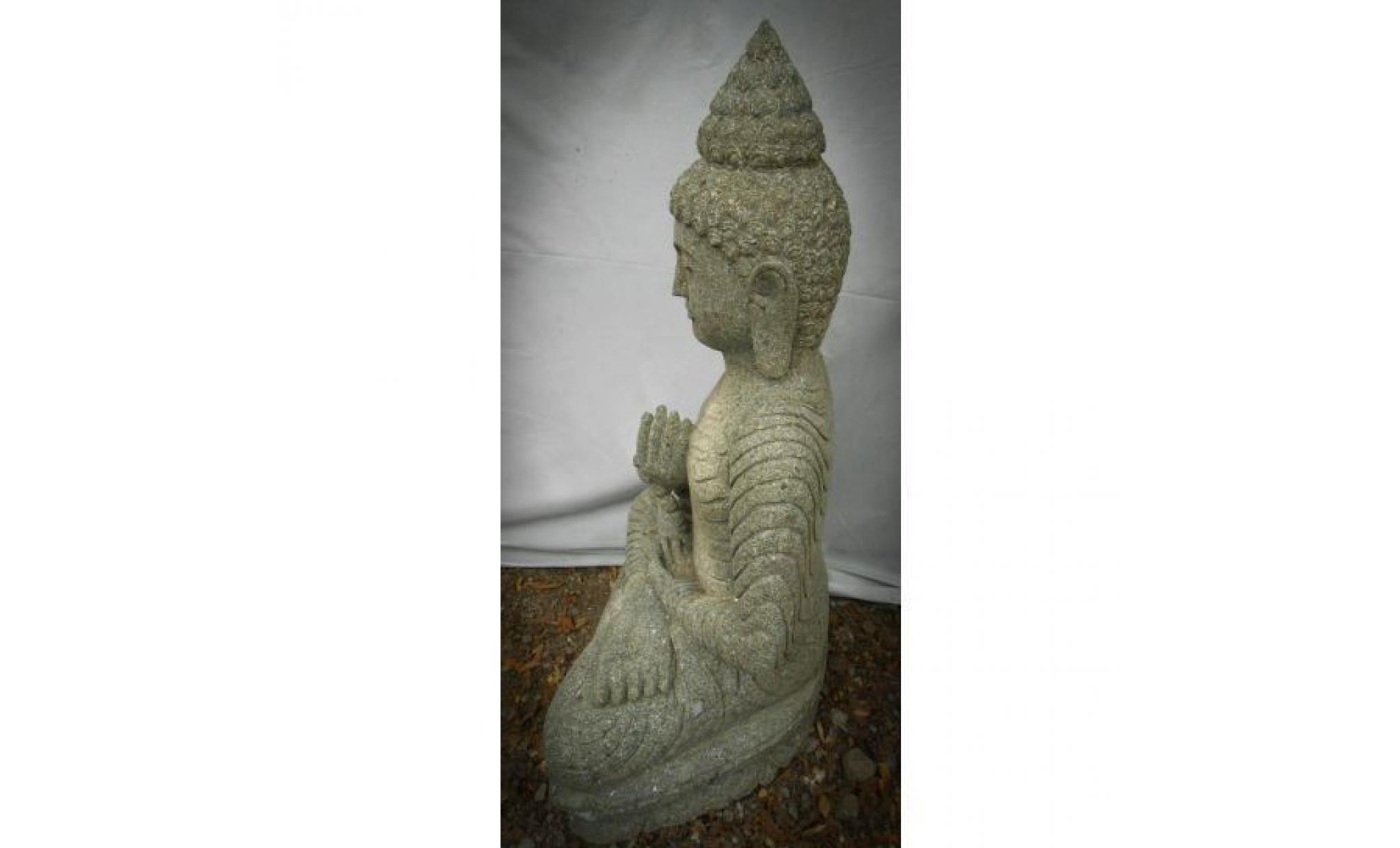 bouddha en pierre position chakra et chapelet de jardin 1m pas cher