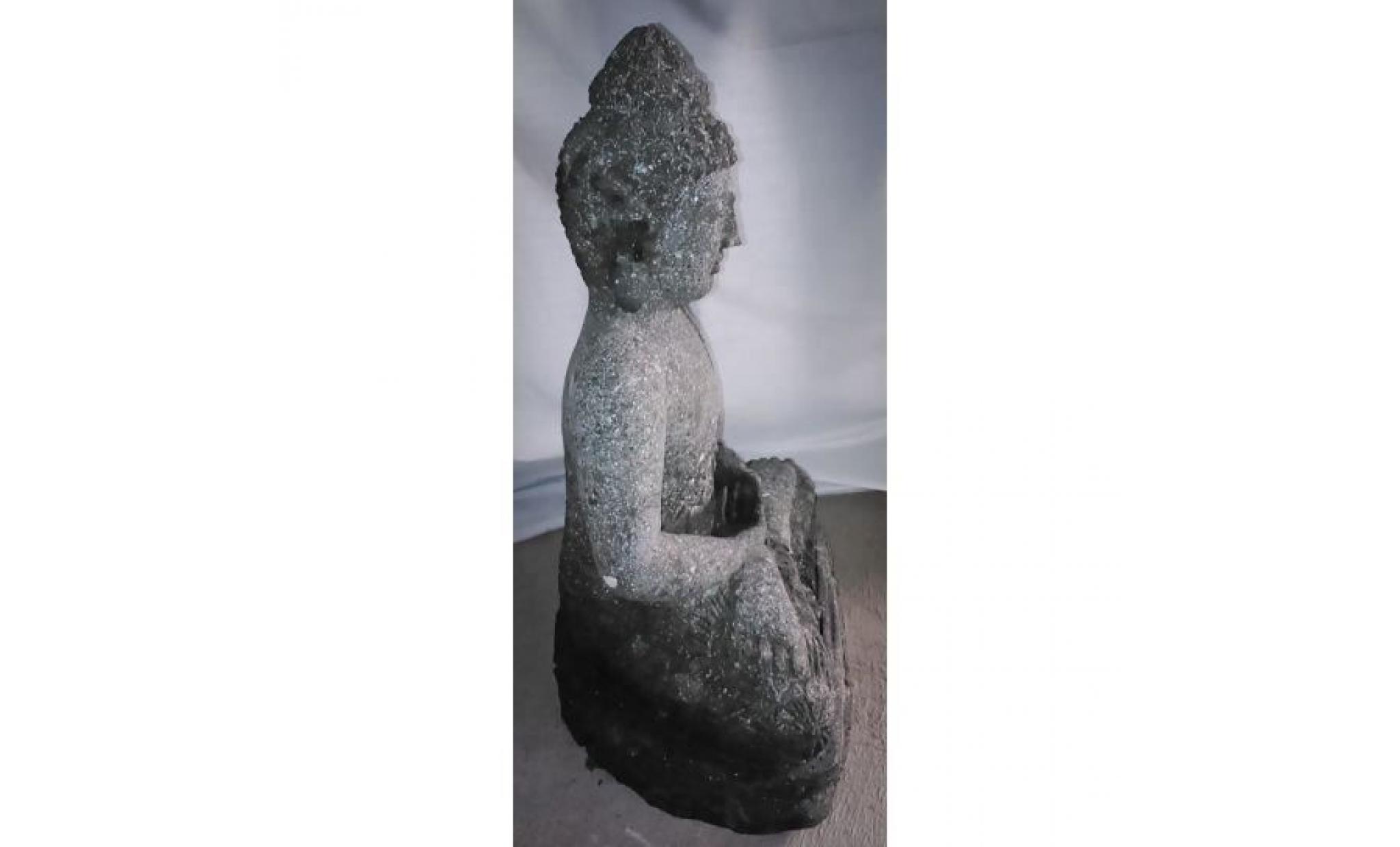 bouddha en pierre volcanique position offrande d'extérieur 50 cm pas cher