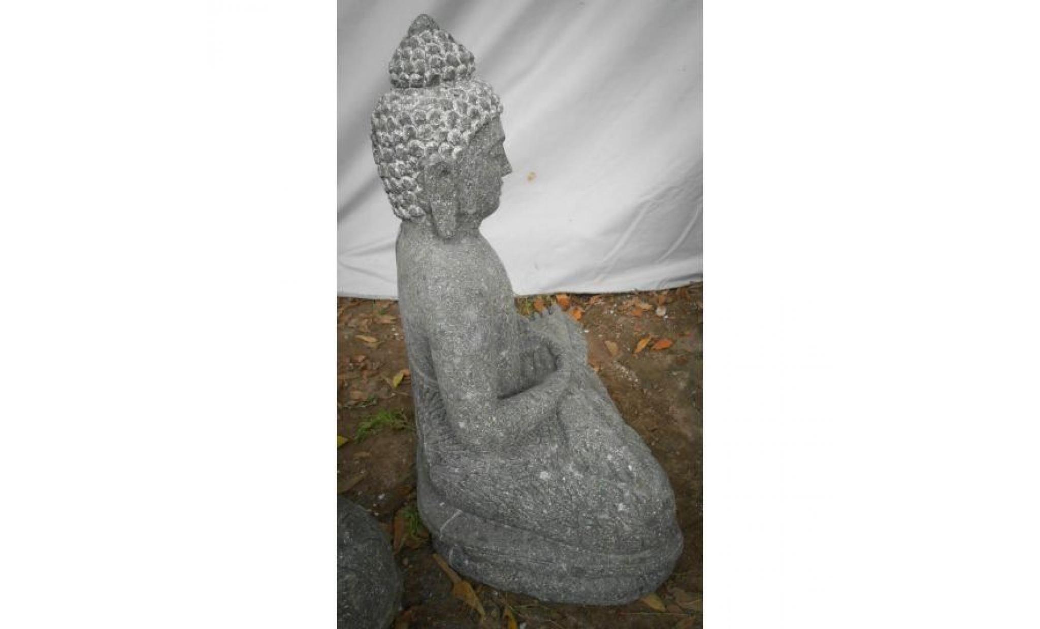 bouddha en pierre volcanique position offrande de jardin 50 cm pas cher