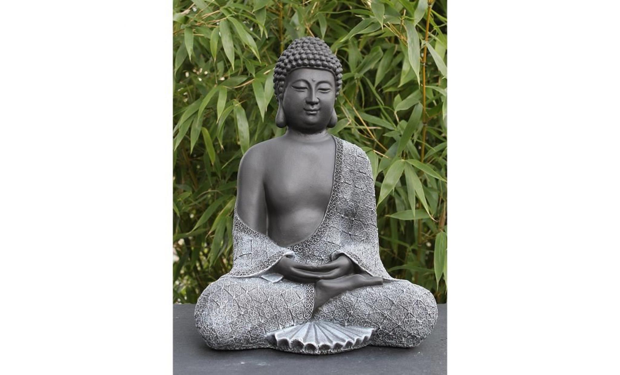 bouddha statue en pierre gris ardoise jardin