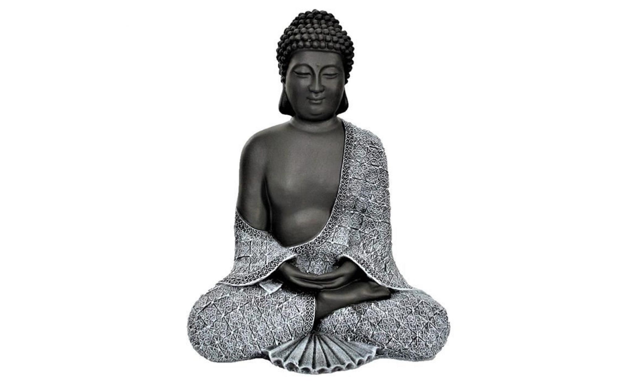 bouddha statue en pierre gris ardoise jardin pas cher