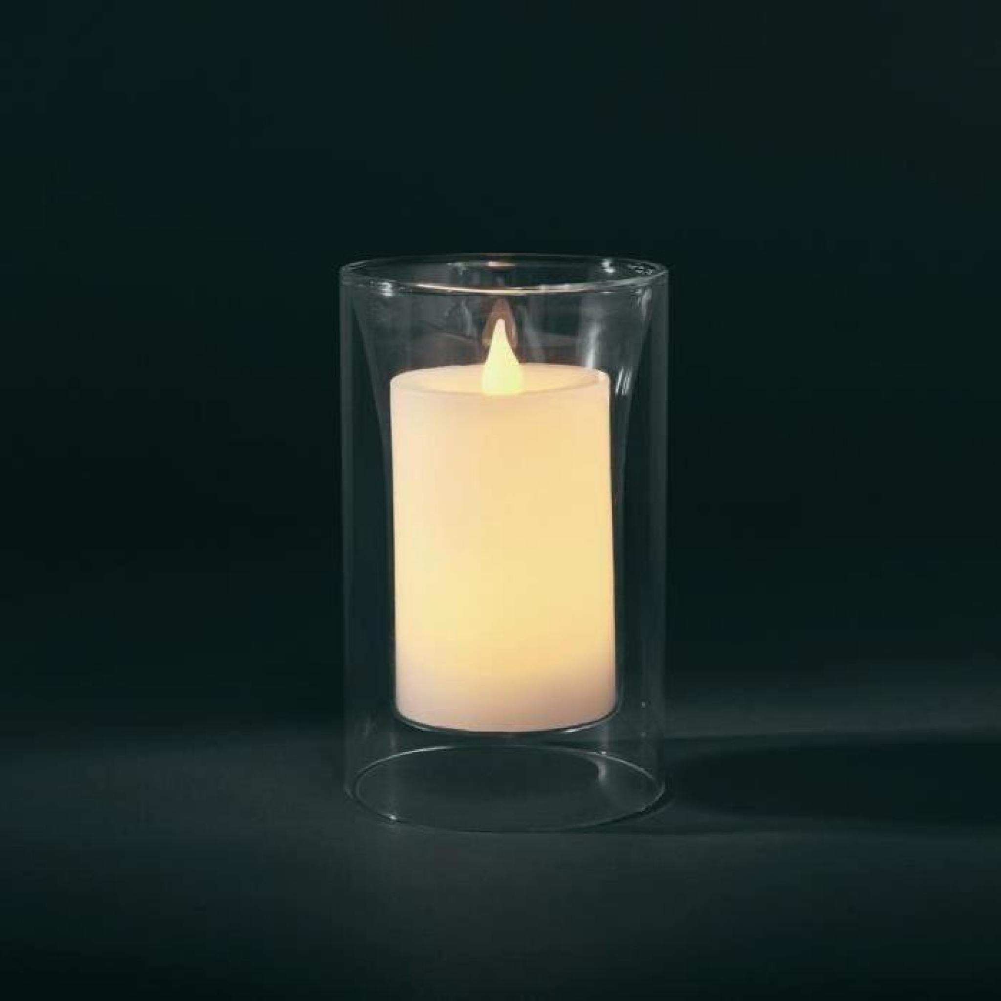 Bougie en cire LED avec vase (16x16cm), détecte… pas cher