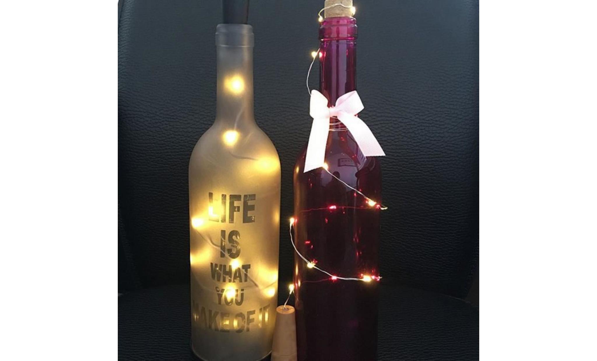 bouteille de vin solaire bouchon en liège en forme de lumière 10 leds lampe de lumière de fée de nuit mr