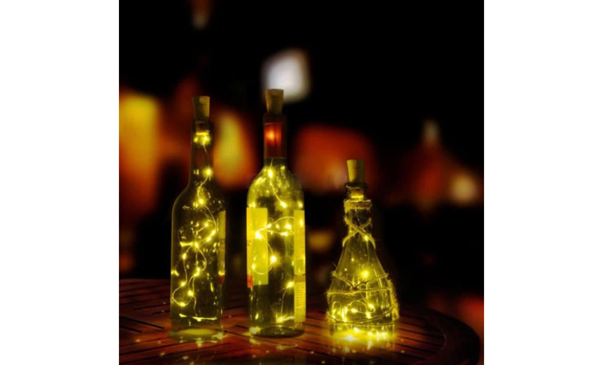 bouteille de vin solaire bouchon en liège en forme de lumière 10e nuit de fée lumière blanc chaud pas cher