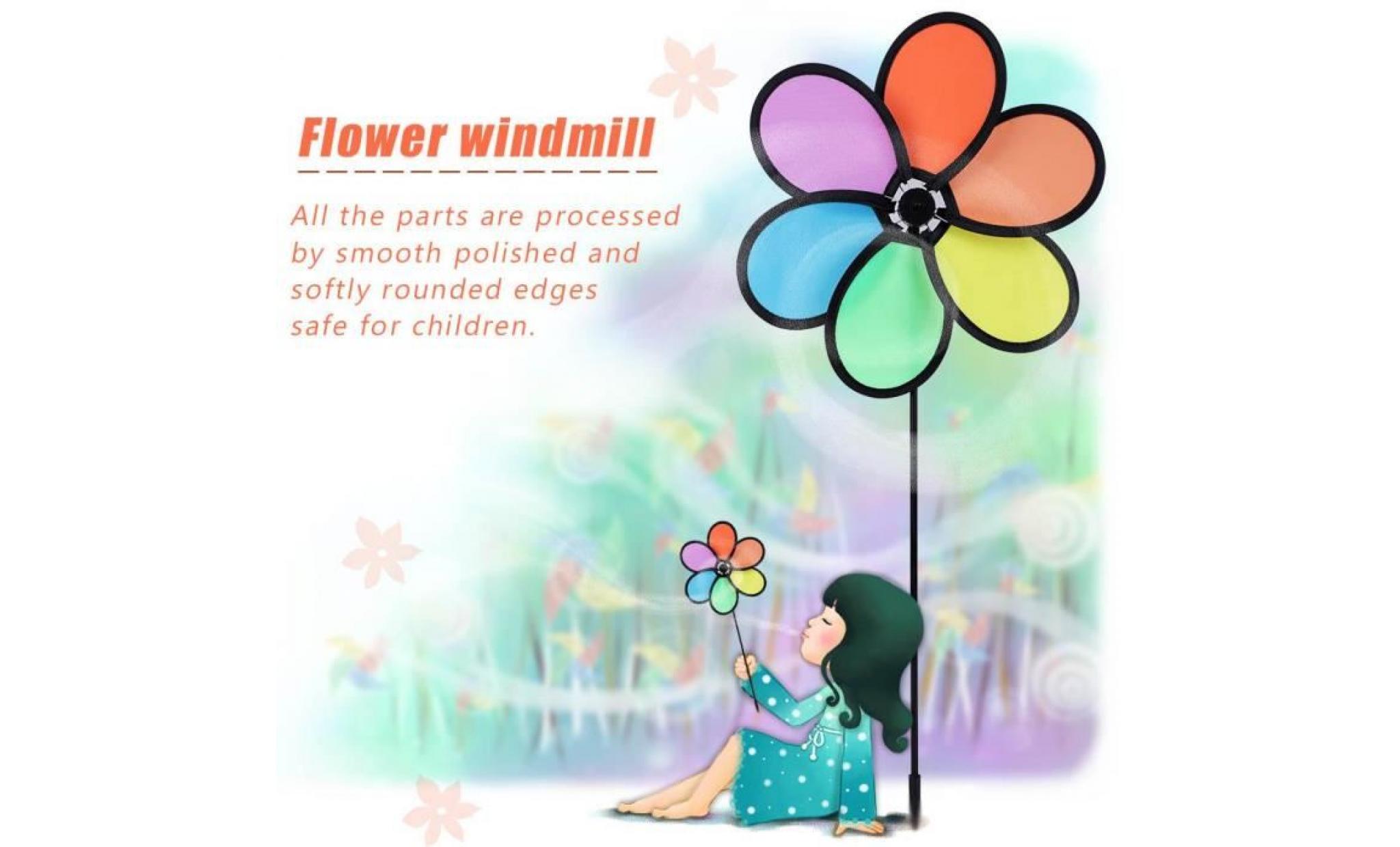 bricolage multicolor fleur moulin moulinet toupie jardin moulin à vent de jouet en plastique classique enfants cy