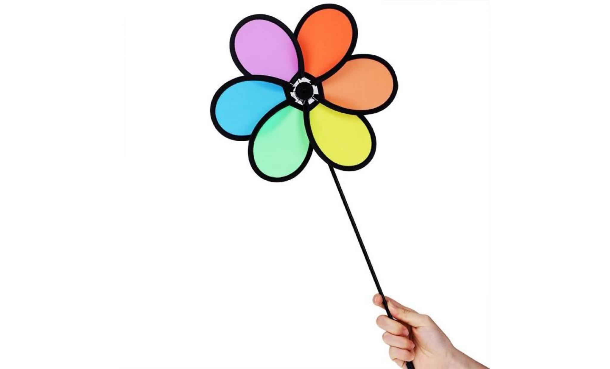 bricolage multicolor fleur moulin moulinet toupie jardin moulin à vent de jouet en plastique classique enfants cy pas cher