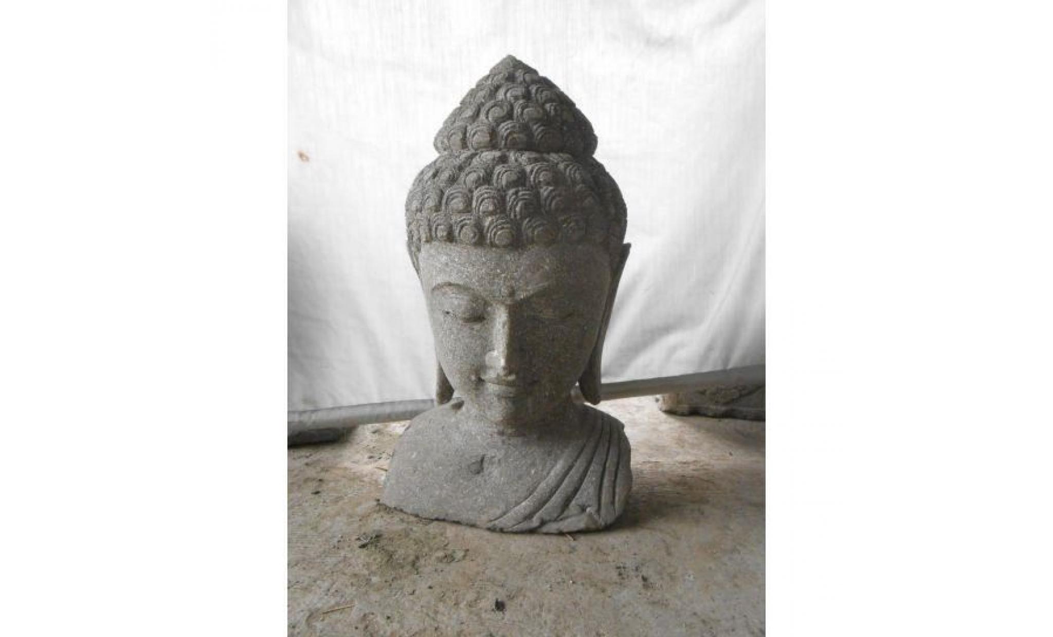 buste de bouddha en pierre volcanique déco zen 70 cm