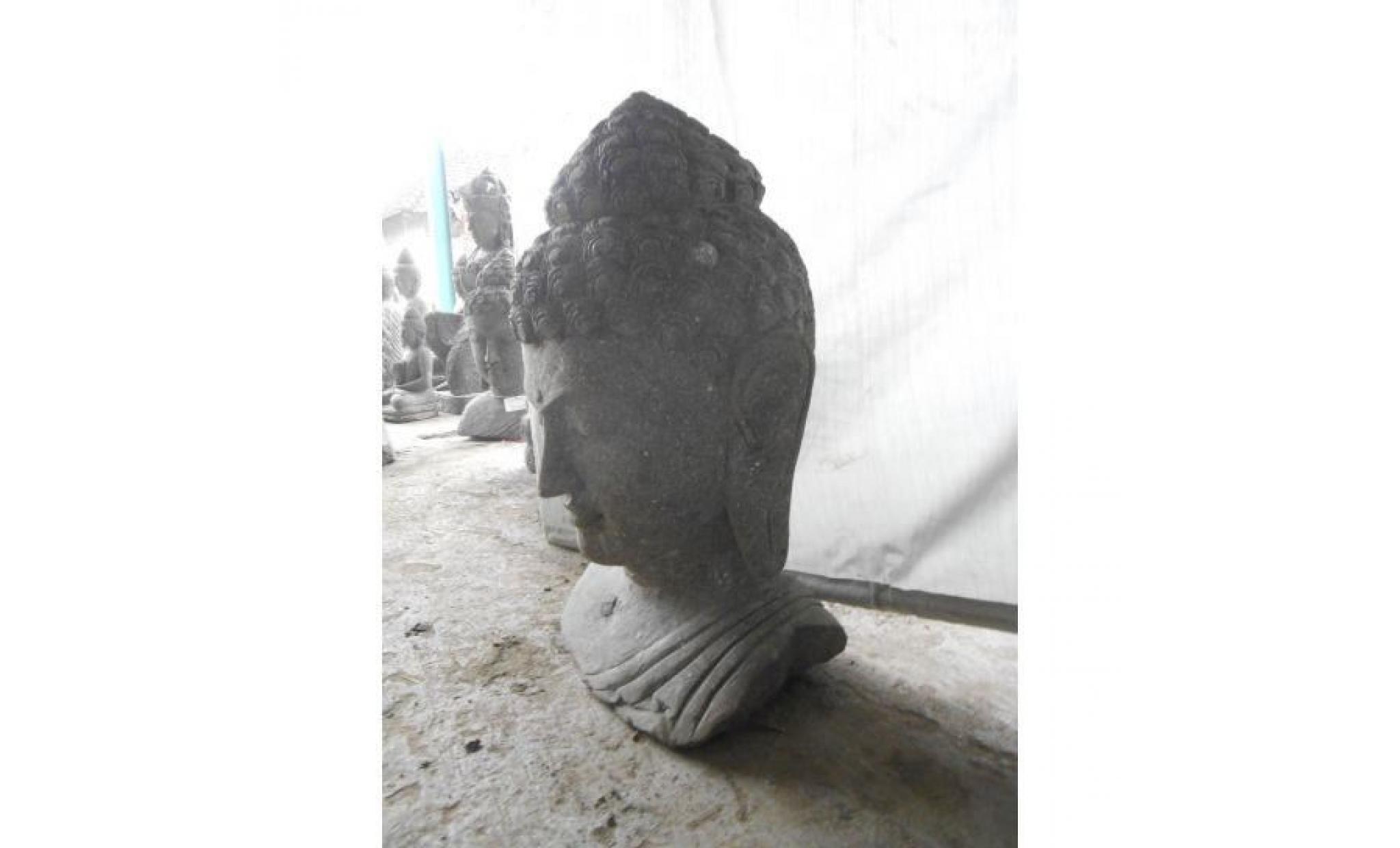 buste de bouddha en pierre volcanique déco zen 70 cm pas cher