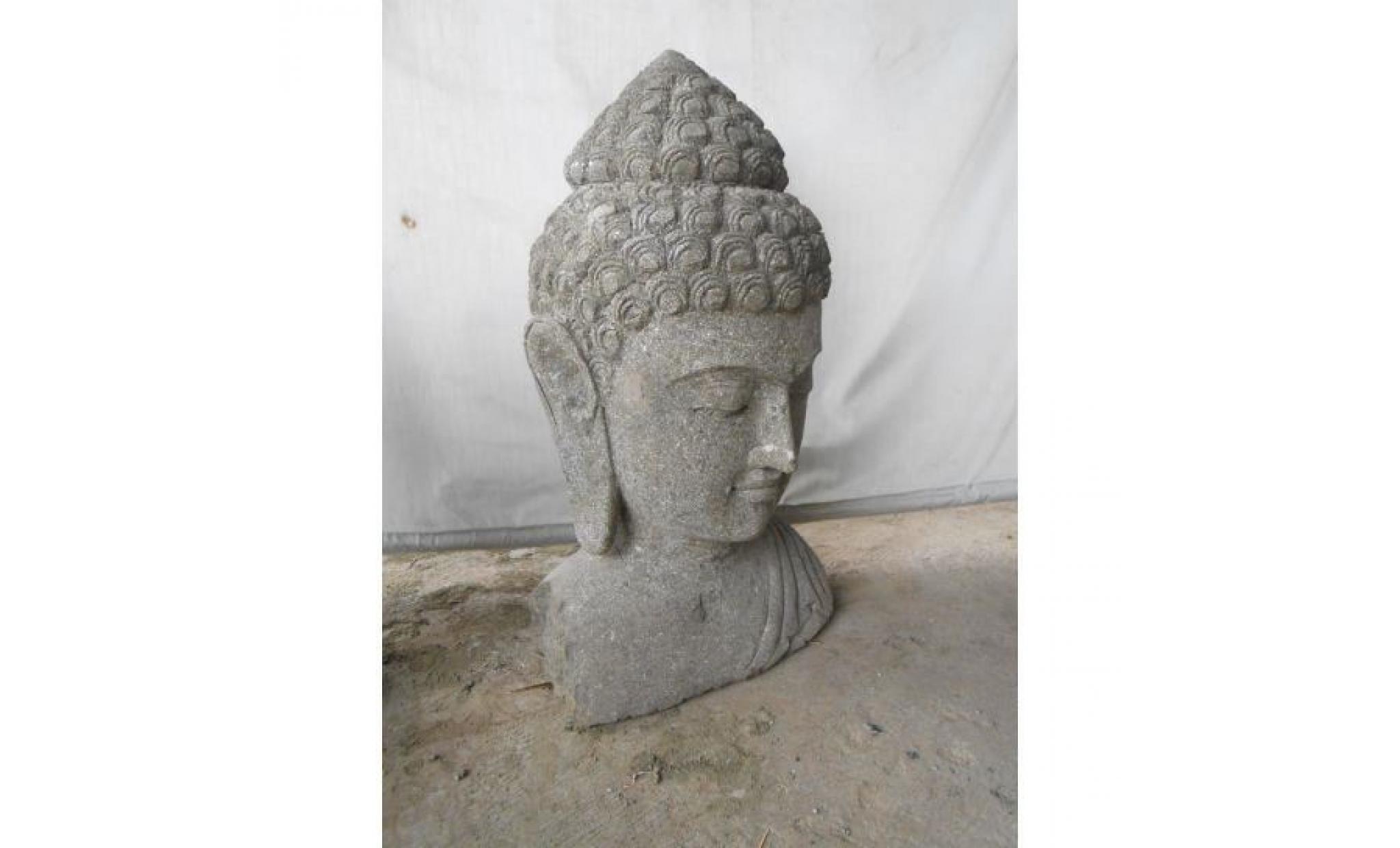 buste de bouddha en pierre volcanique déco zen 70 cm pas cher