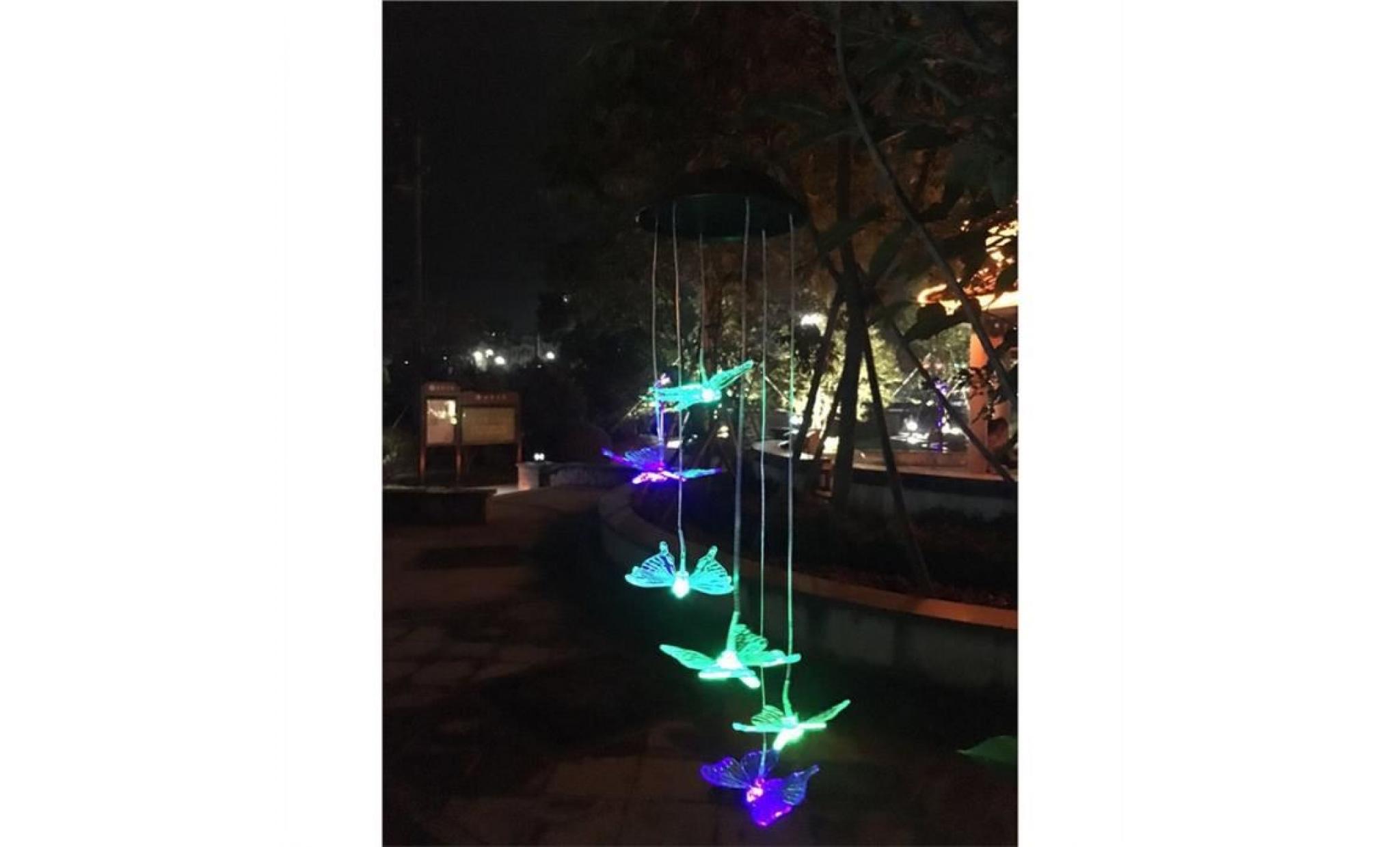 butterfly wind chimes led solar mobile for garden decoration pas cher