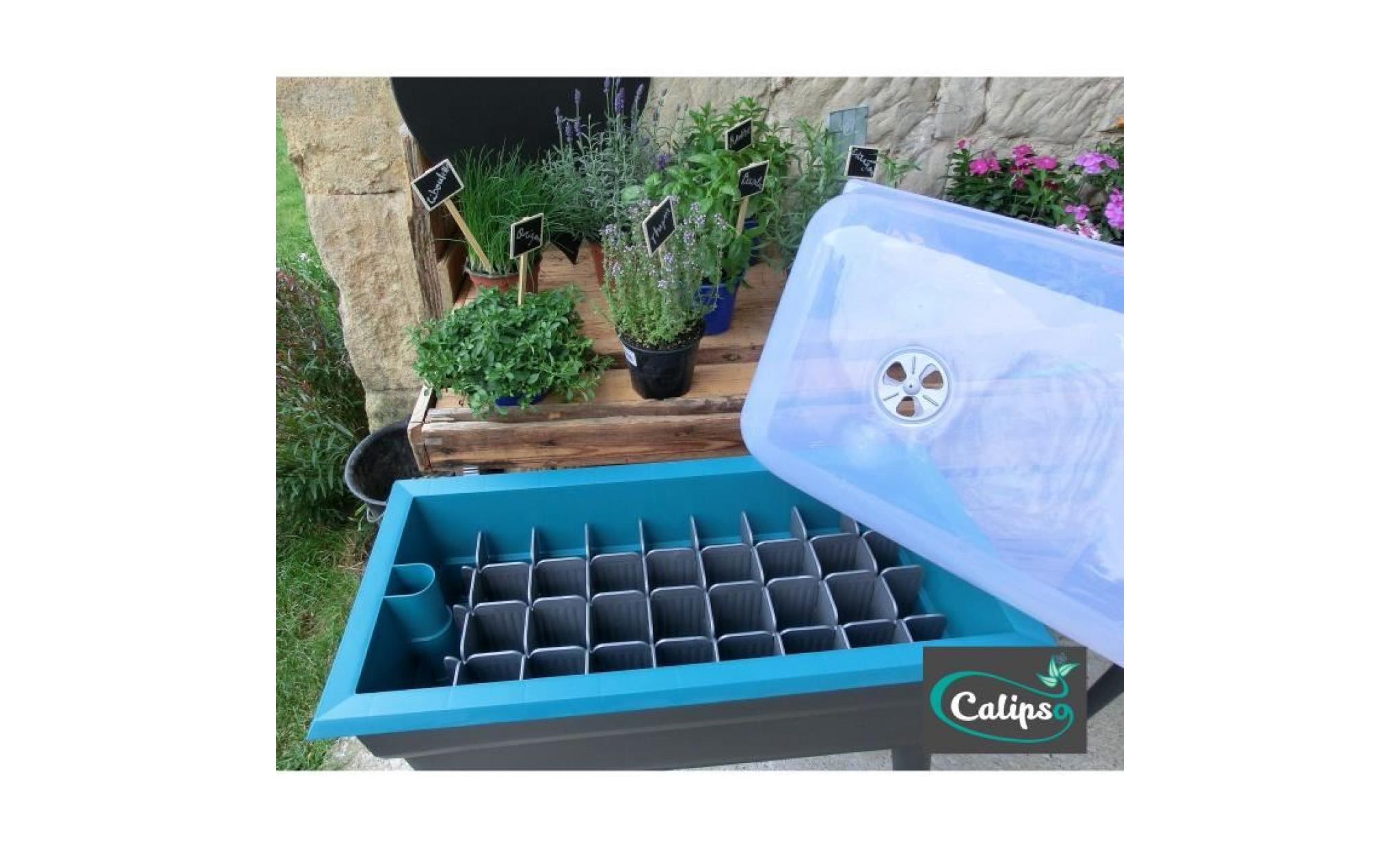 calipso jardinière combi en plastique recyclable   40 l   gris et bleu turquoise pas cher