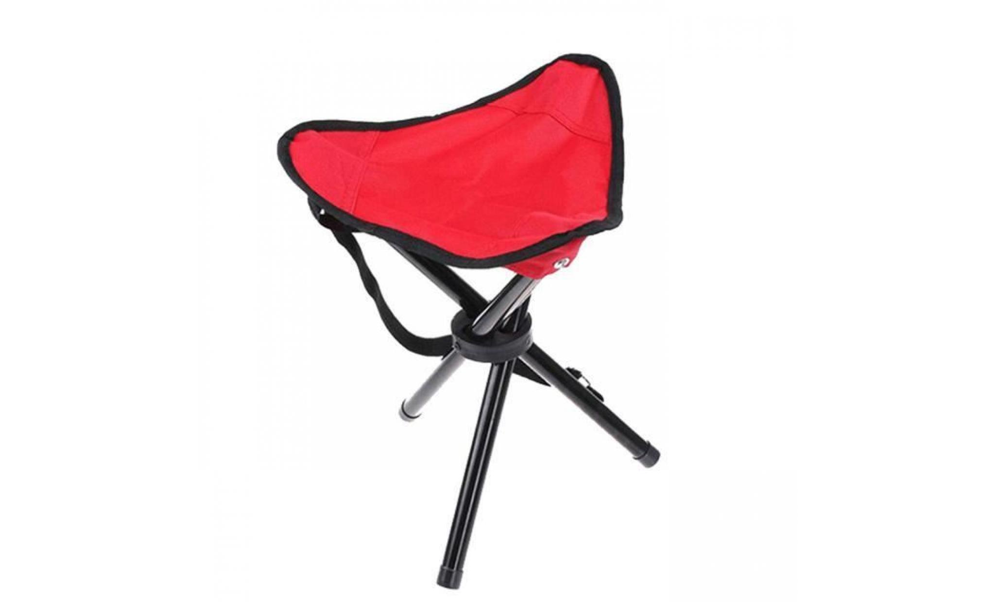 camping tabouret pliant portatif 3 pieds chaise trépied extérieur oxford cloth rouge pas cher