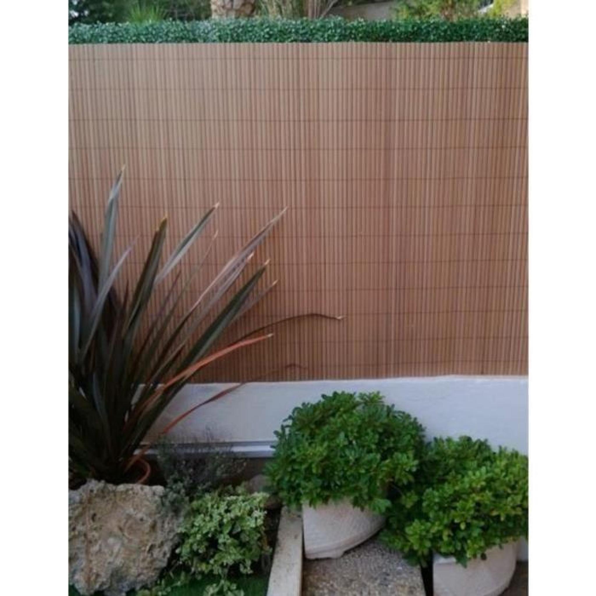 Canisse de jardin en Pvc double face coloris Teck en rouleau, 1,20m x 3m