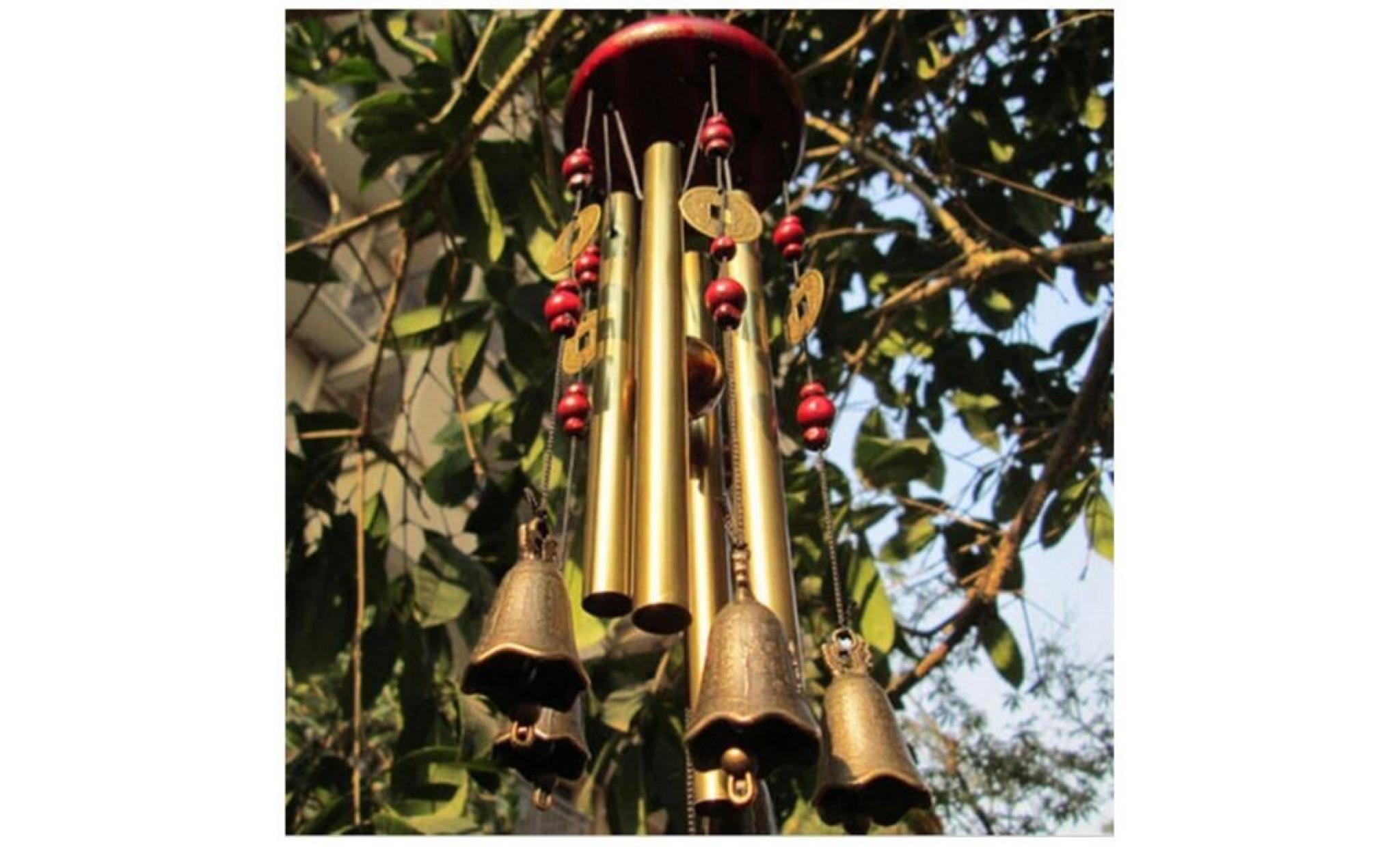 carillon 4 tubes 5 cloches cuivre cour jardin extérieur vent vivant carillons windchime pas cher