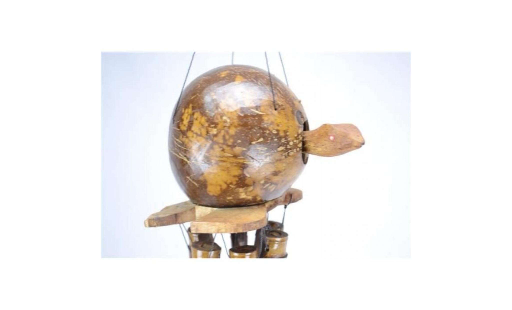 carillon à vent en bambou avec décor tortue animée en noix de coco pas cher