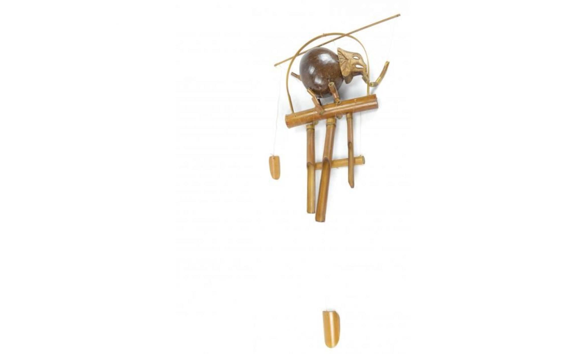 carillon à vent en bambou et noix de coco décor éléphant pour intérieur ou extérieur pas cher