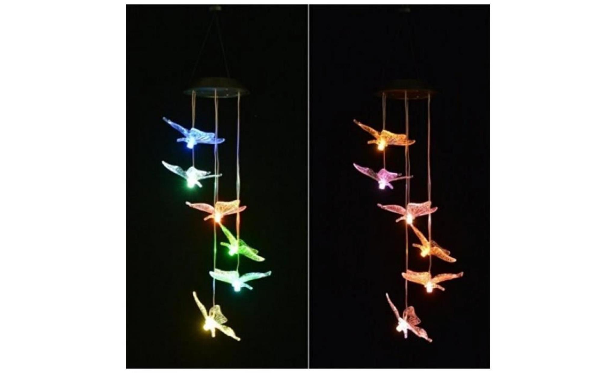 carillon changement de couleur conduit vent papillon solaire carillons lampe lumière décoration maison de jardin pas cher