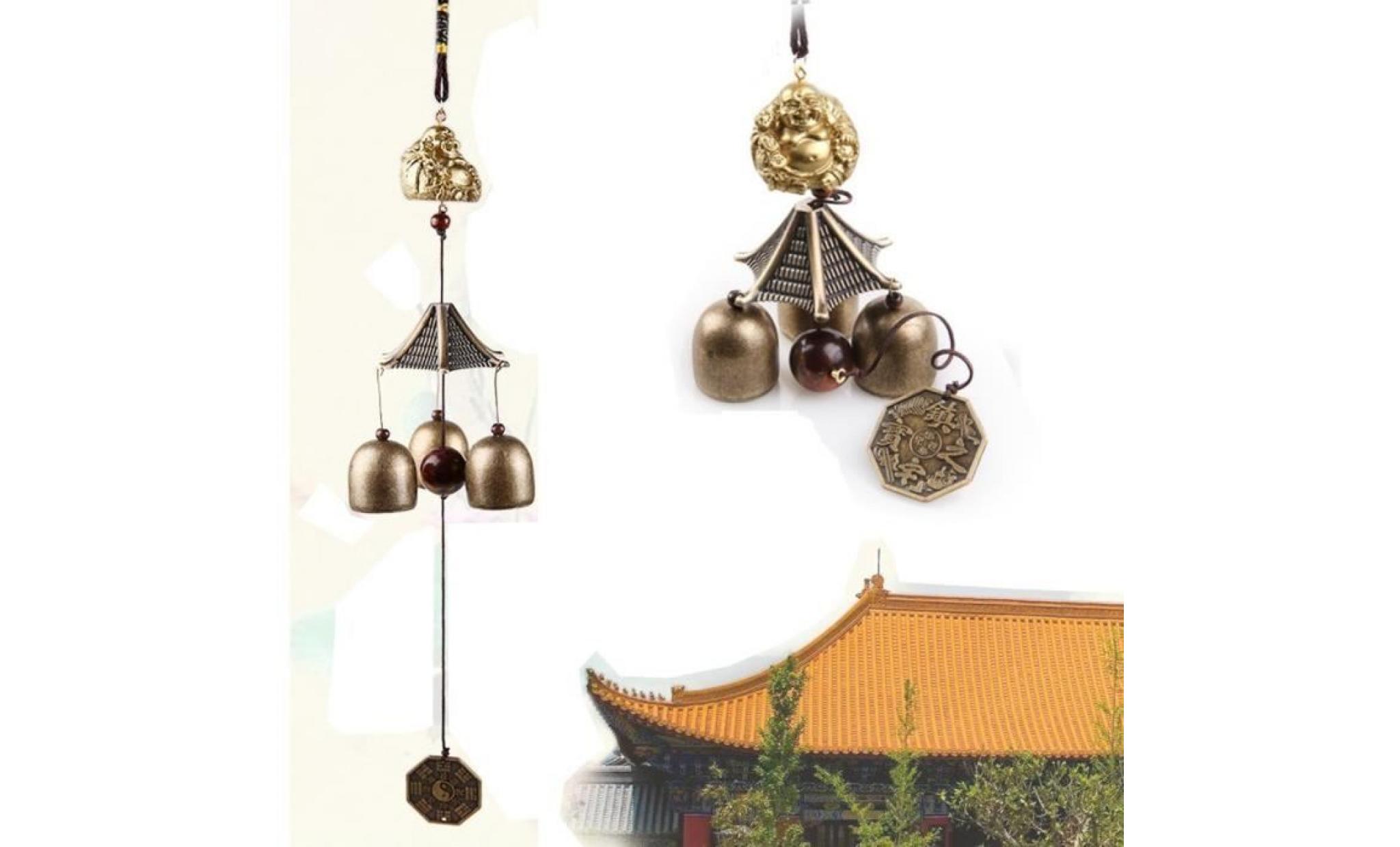 carillon chinese buddha pièce cloche métallique chanceux feng shui charme suspendu carillon de vent pas cher