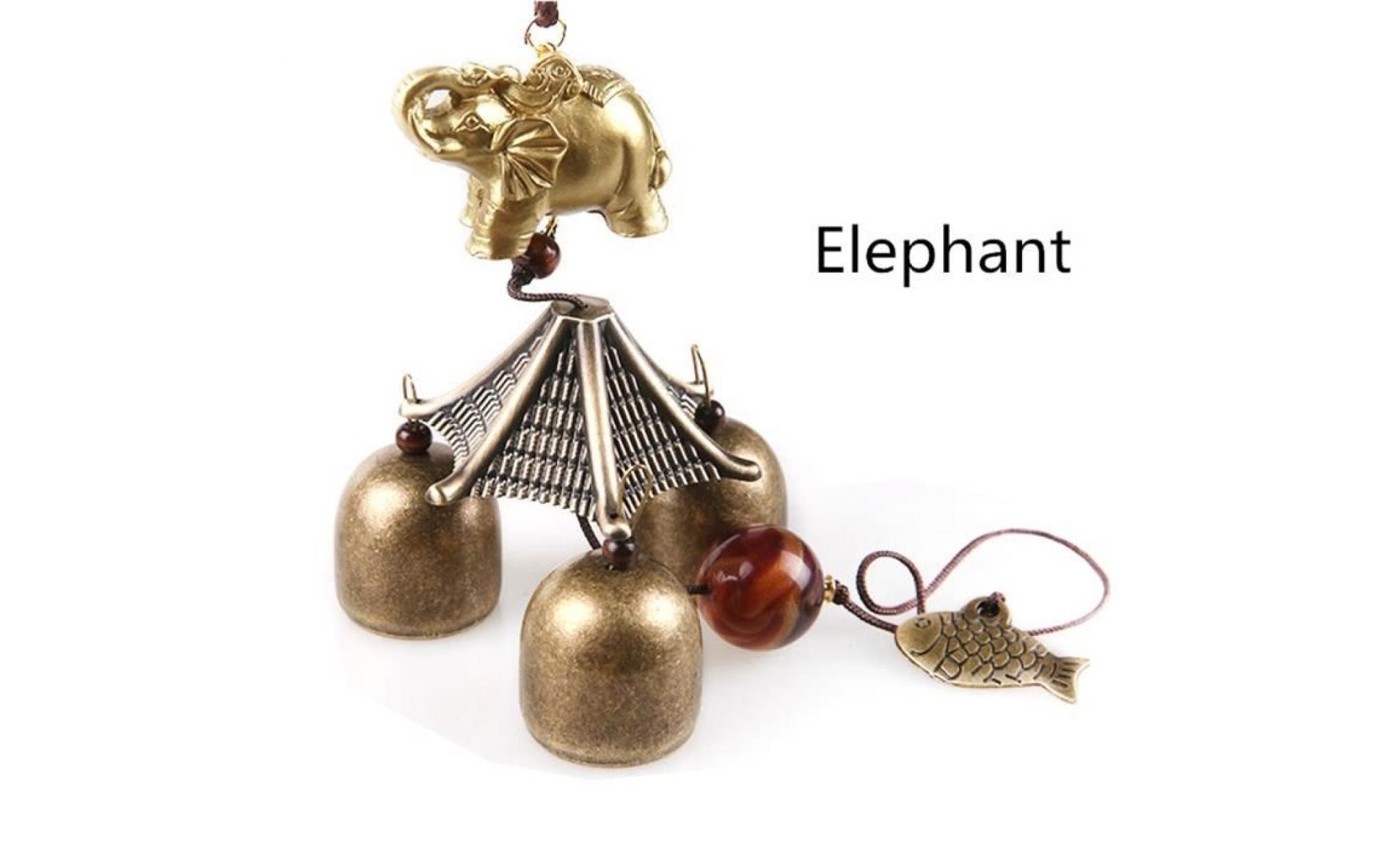 carillon chinois cloche de métal de poisson éléphant chanceux feng shui charme suspendu carillon de vent pas cher