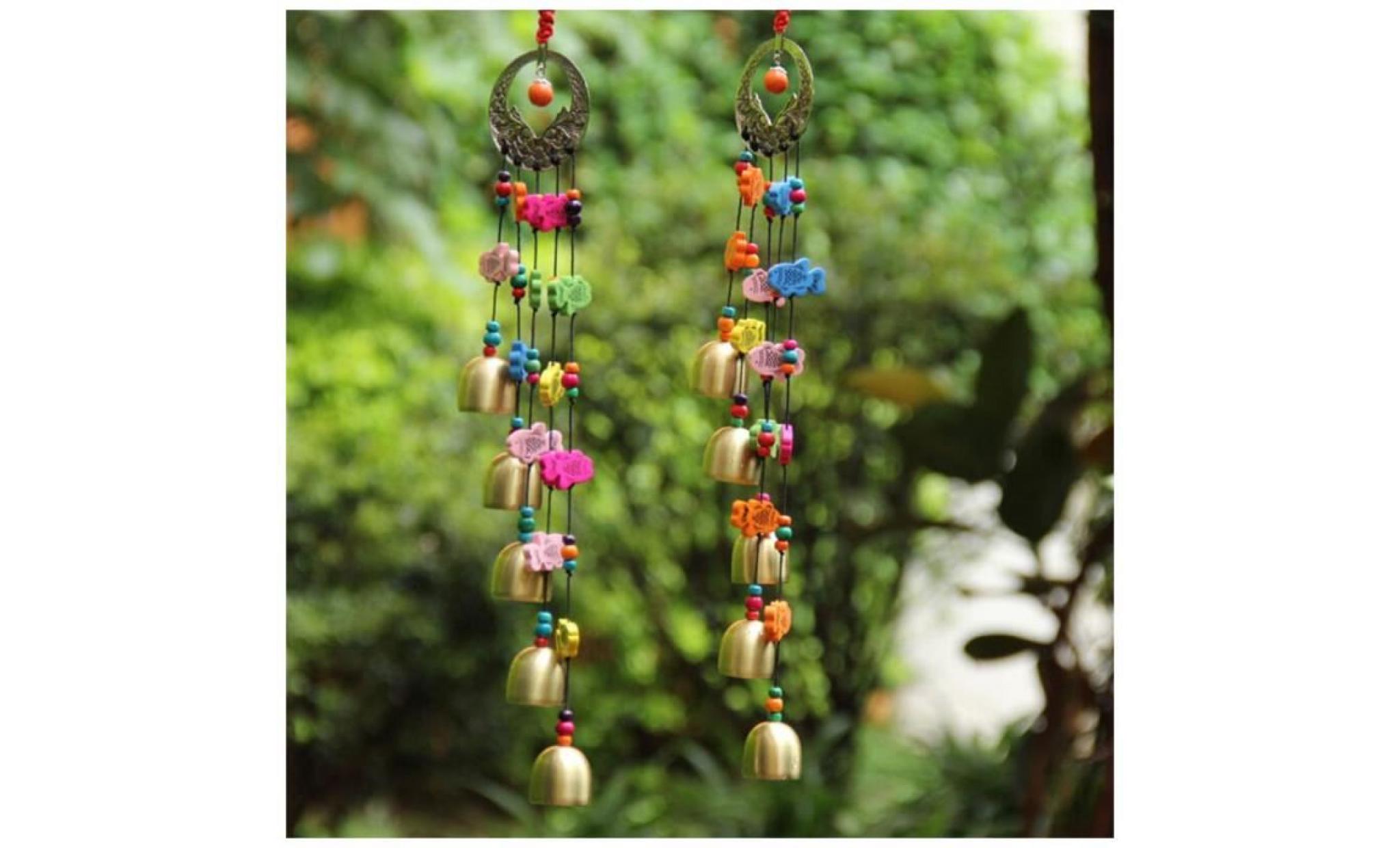 carillon cloches de cuivre vent de style chinois carillon 5 étagées poissons colorés décor de jardin pas cher