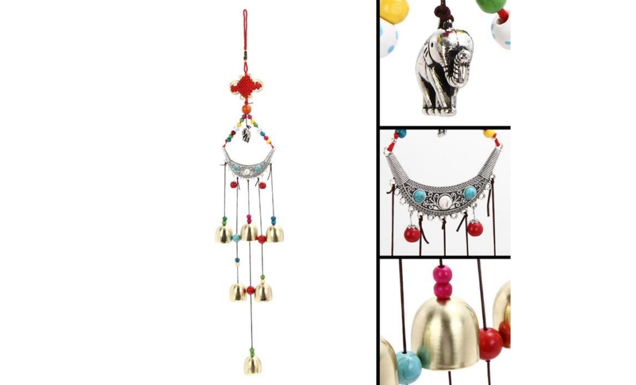 carillons eoliens chanceux d'elephant cloche de vent exterieure cuivre noeud chinois perles noel decor de jardin de cour de vie pas cher