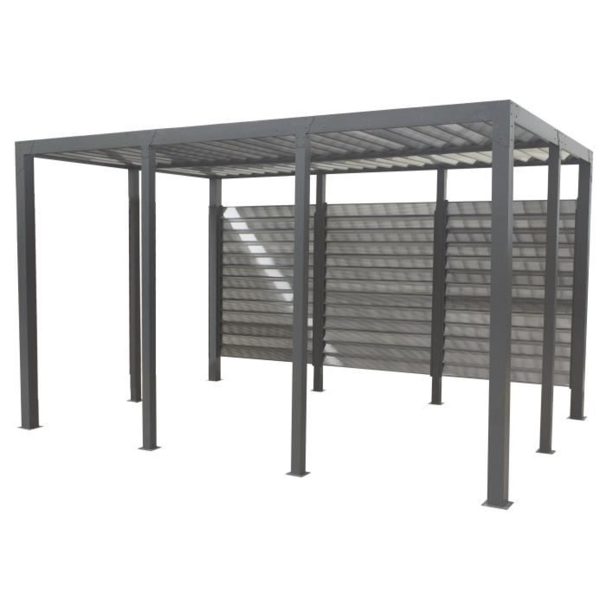 Carport aluminium 11,52 m² - 413 x 279 cm - Gris anthracite