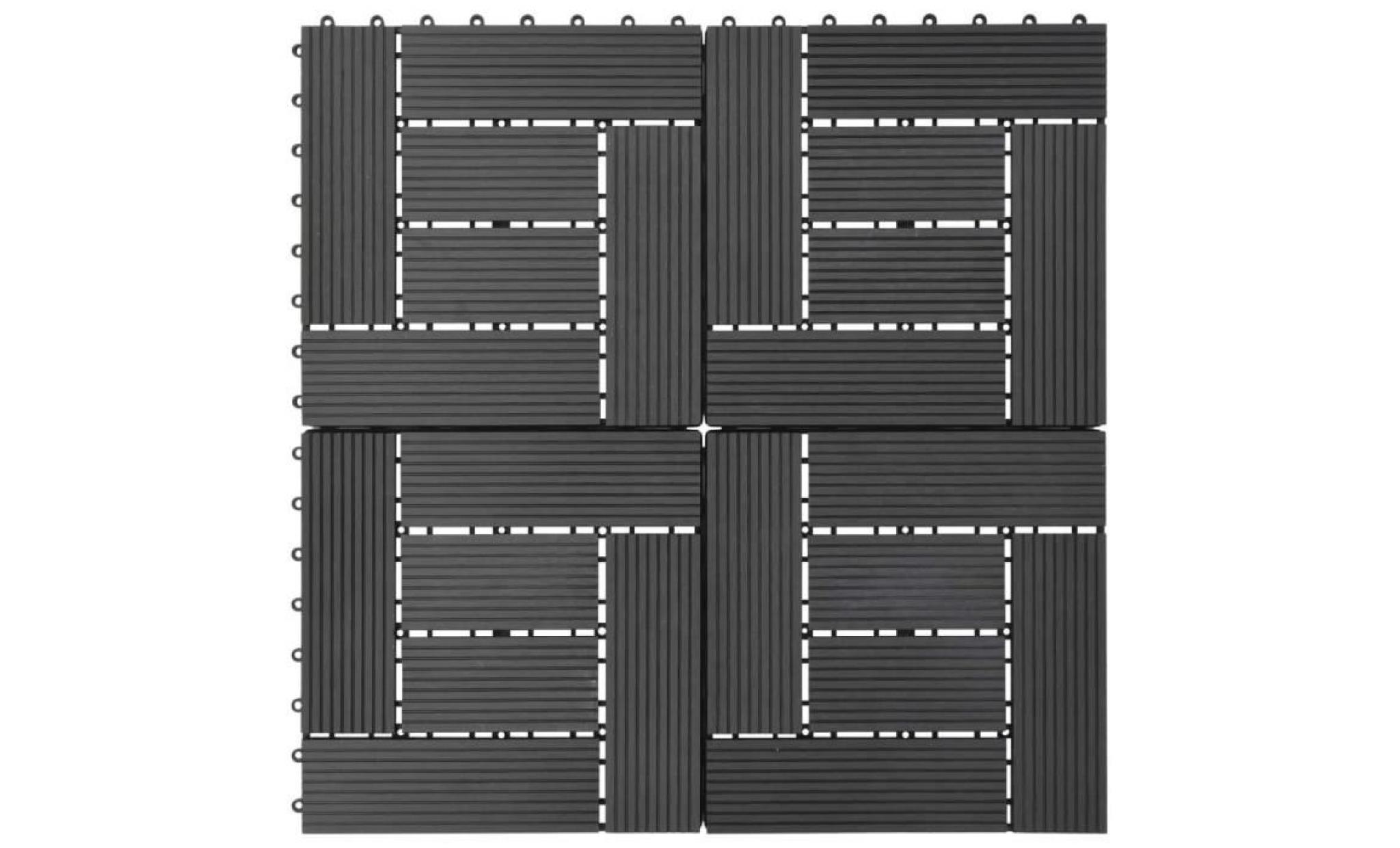 carreau de terrasse 11 pcs wpc 30 x 30 cm 1 m² couleur noir