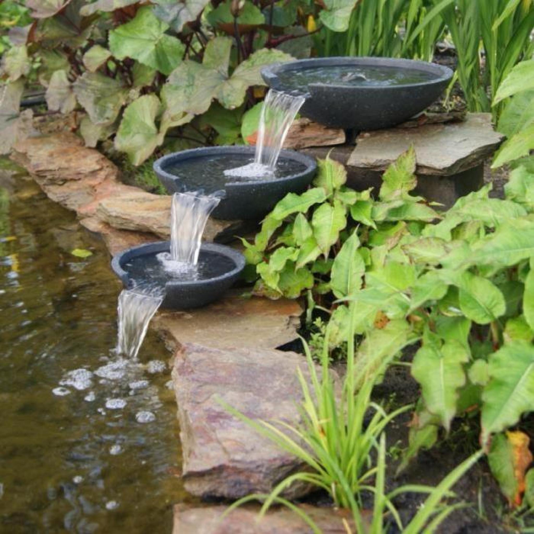 cascade de bassin moderne mistaya avec trois coupes en polystone -  Achat/Vente bassin de jardin pas cher 