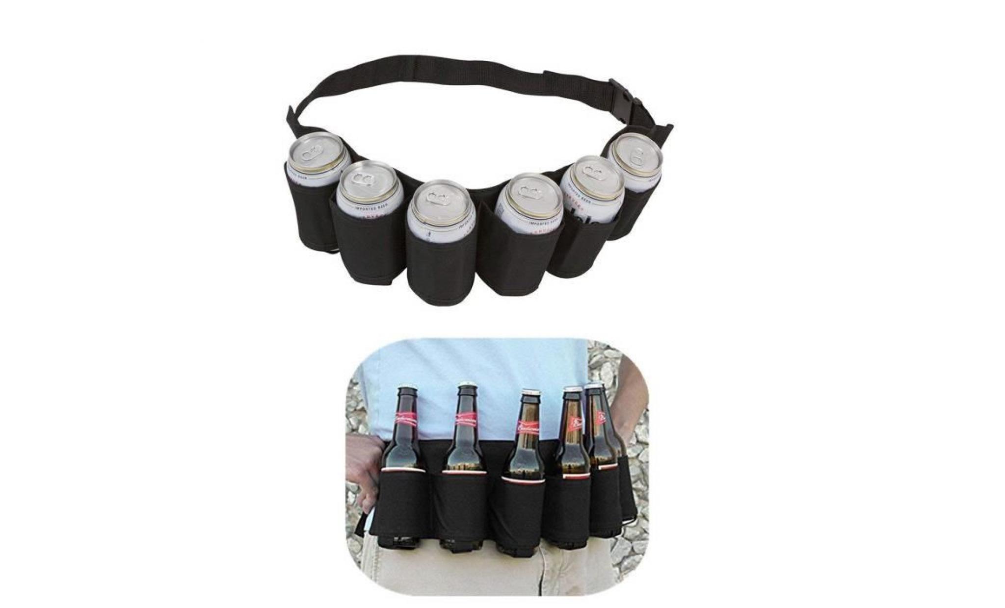 ceinture support peut contenir 6 boissons   pour camping   randonnée   fête en plein air noir ceinture de bière