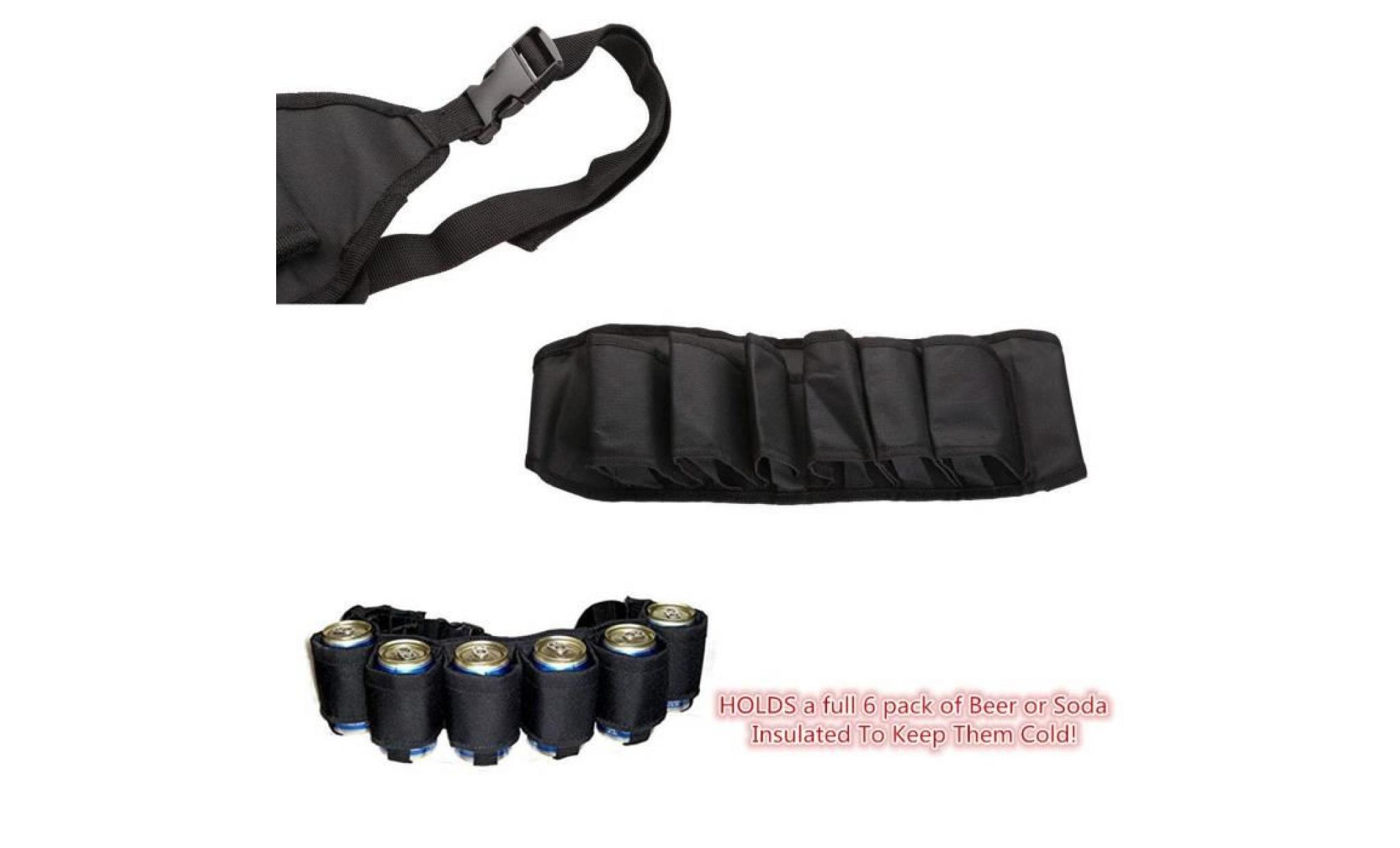 ceinture support peut contenir 6 boissons   pour camping   randonnée   fête en plein air noir ceinture de bière pas cher