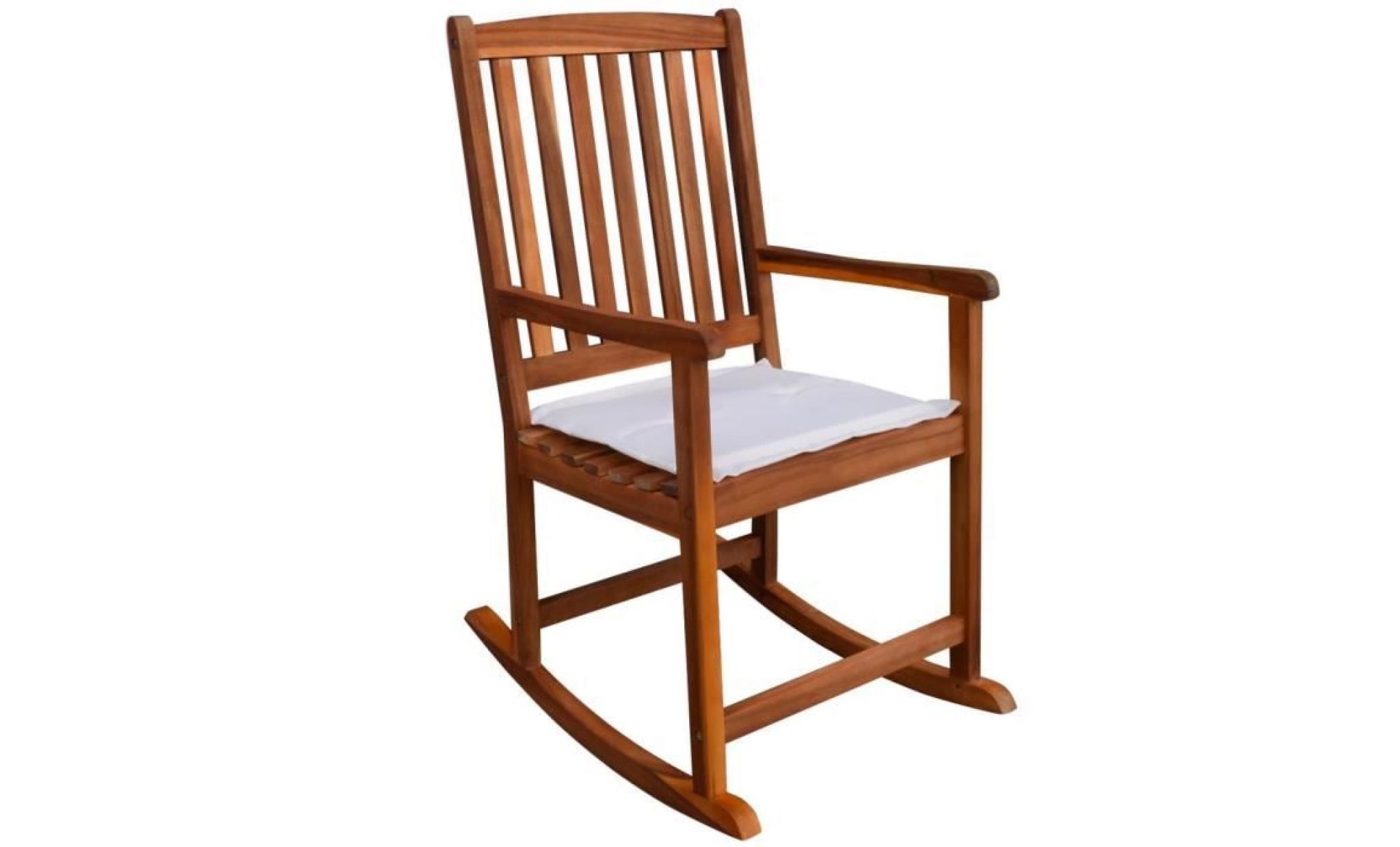 chaise à bascule pour jardin en acacia massif brun