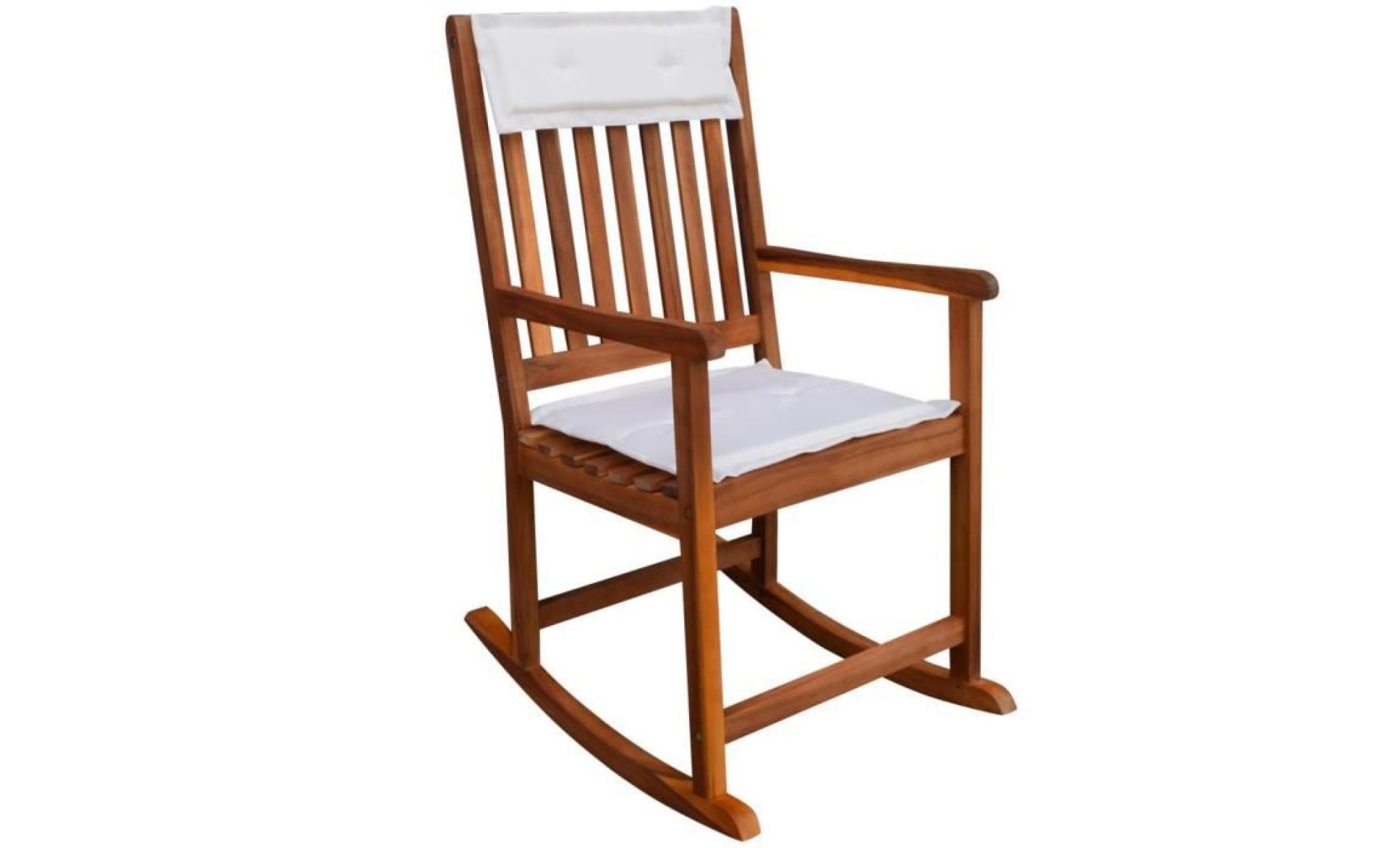 chaise à bascule pour jardin en acacia massif brun pas cher