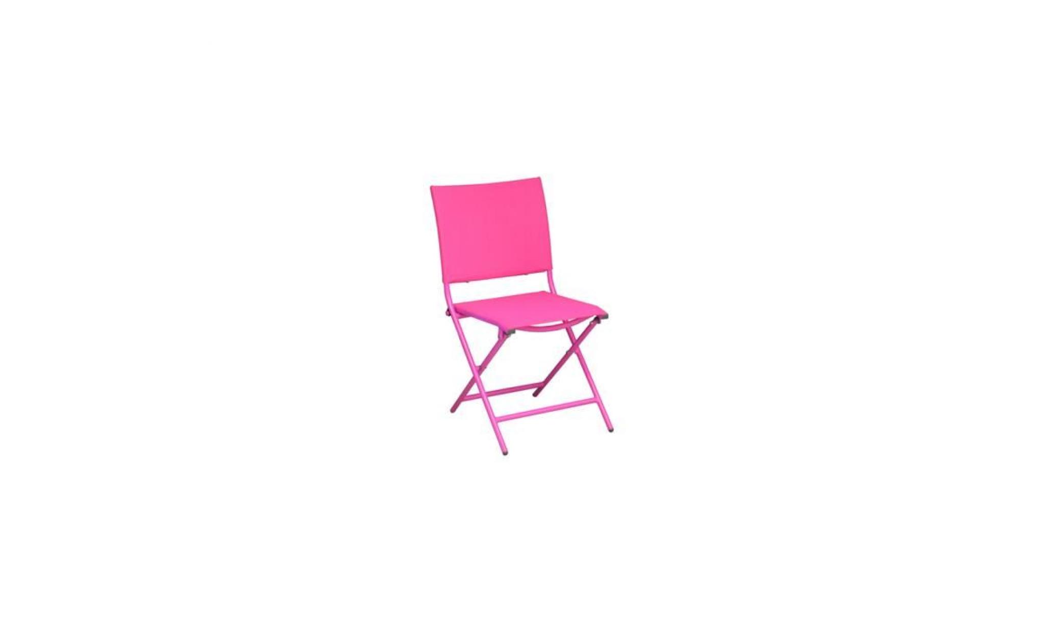 globe chaise pliante acier cataphorèse/textilène   framboise/framboise (lot de 2) pas cher