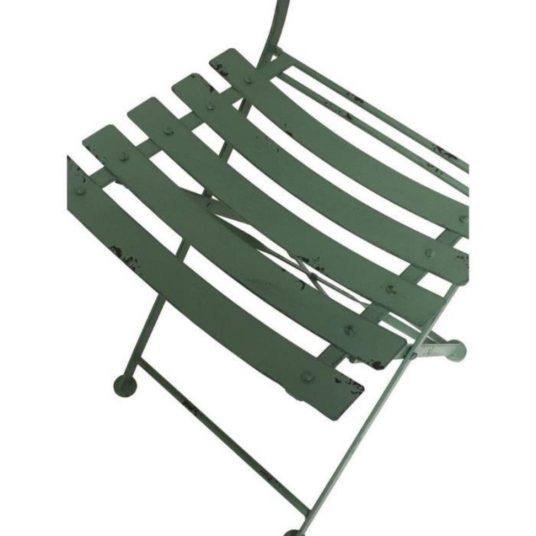 Chaise Bistrot de Jardin en Fer Pliable 42 cm Vert pas cher