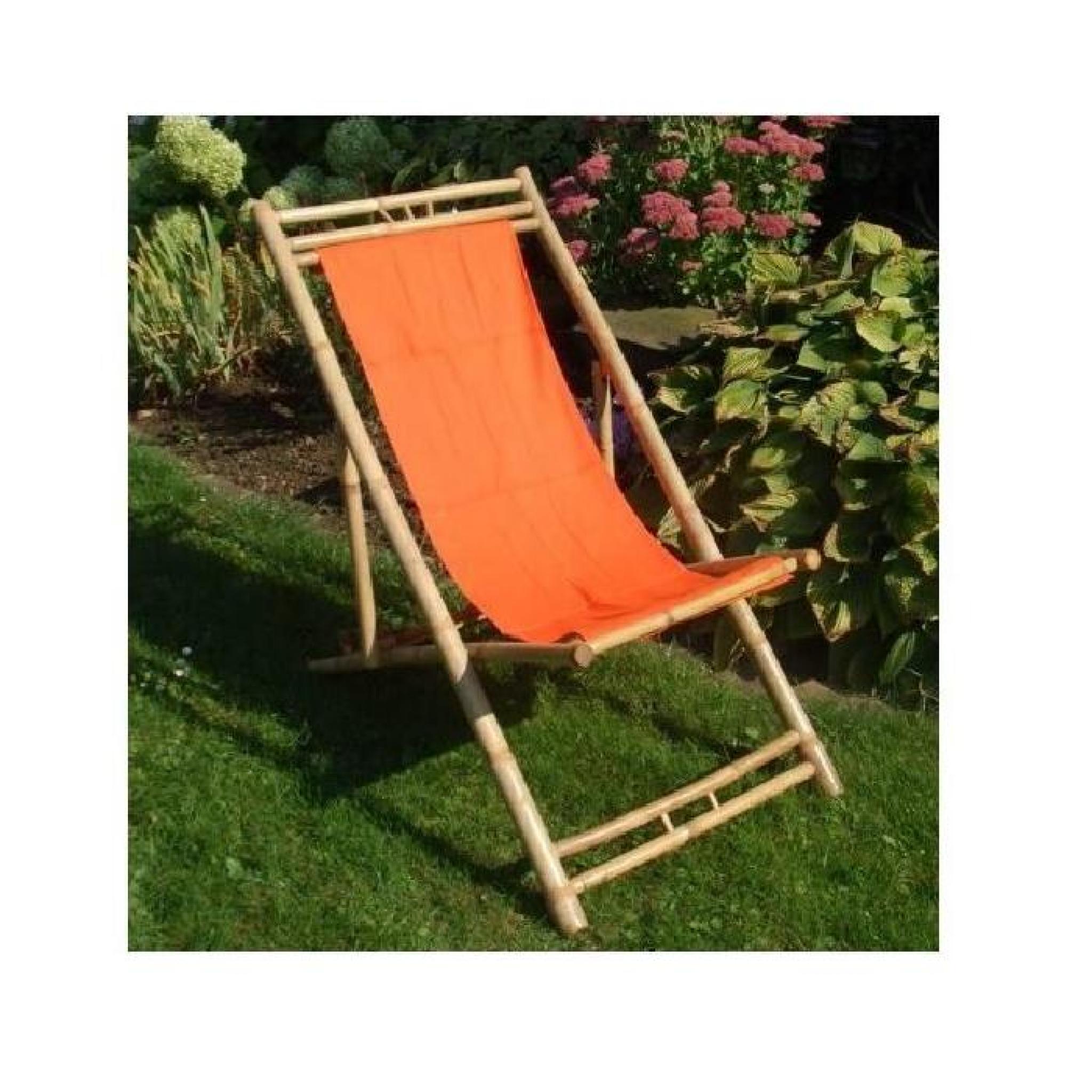 Chaise de bambou en orange - pont réglable hauteur de la chaise