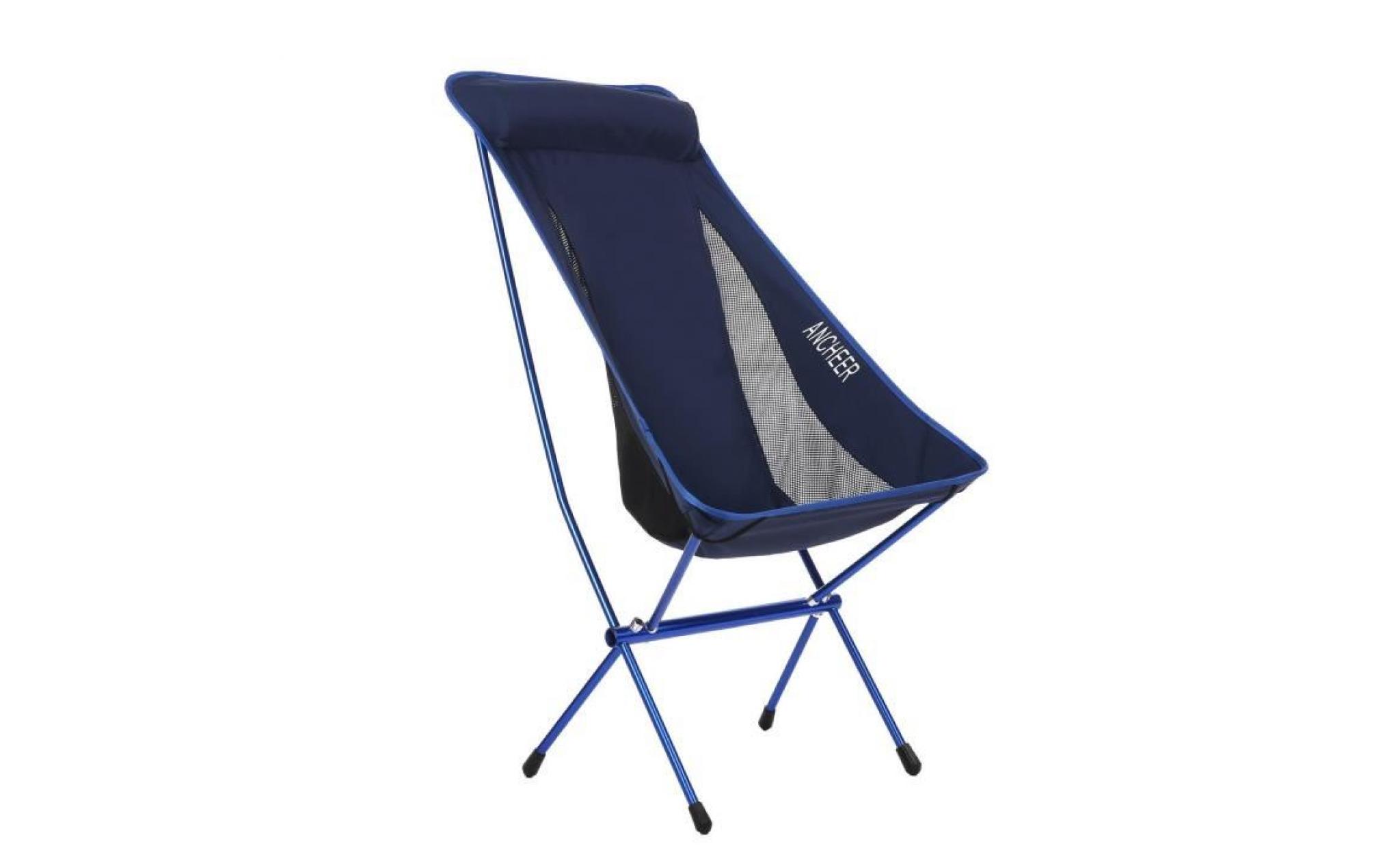chaise de camping pliante bleu ultra légère