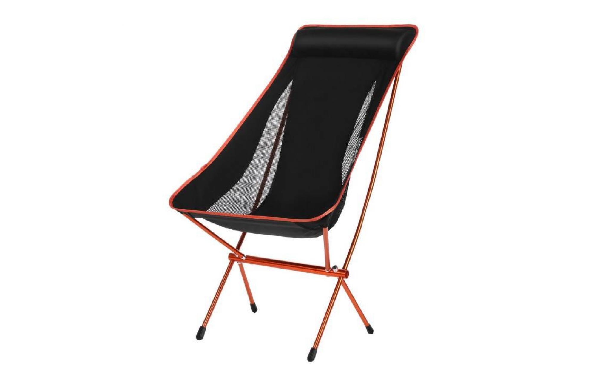 chaise de camping pliante orange ultra légère